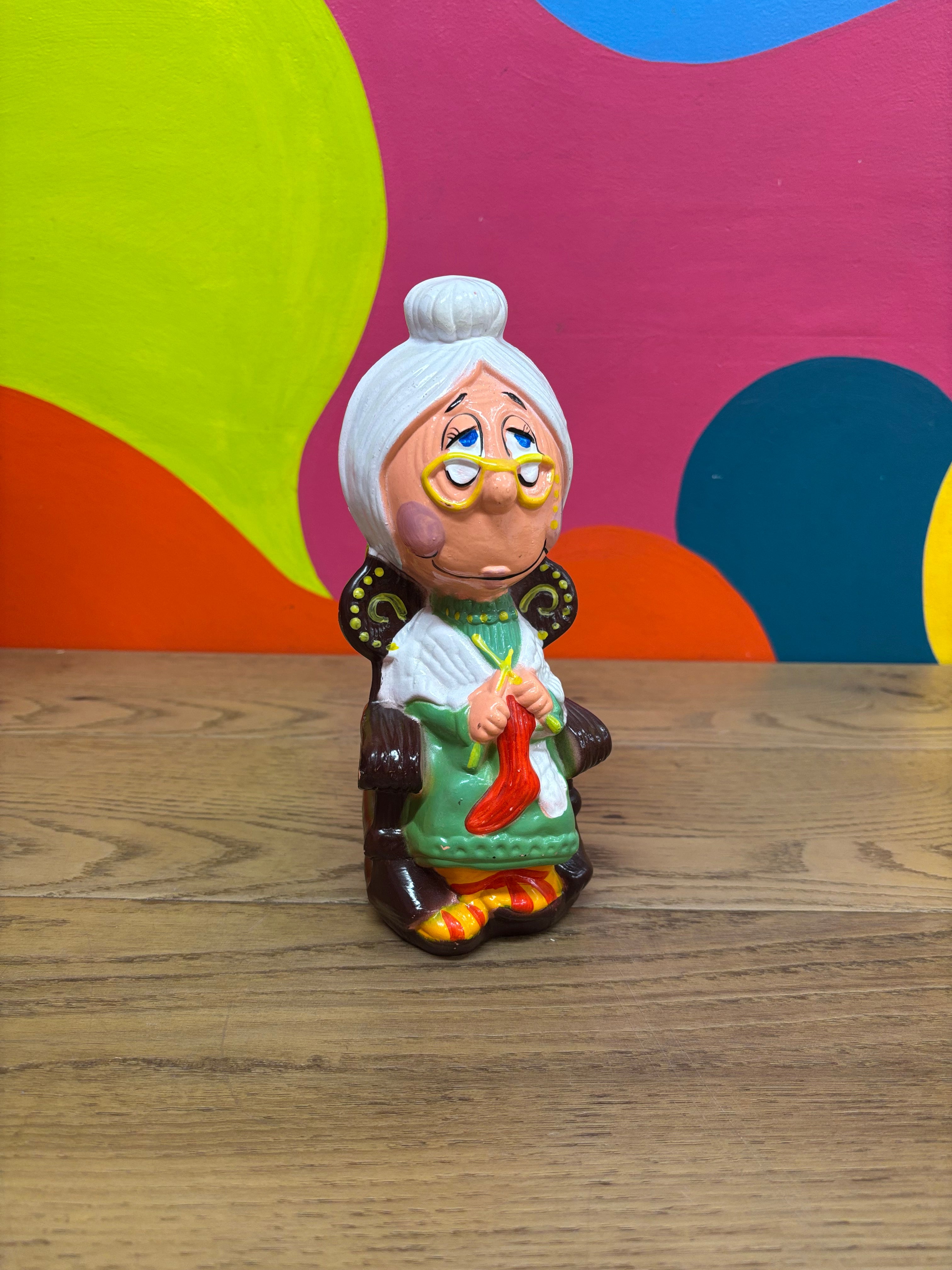 Lady Knitting Coin Bank