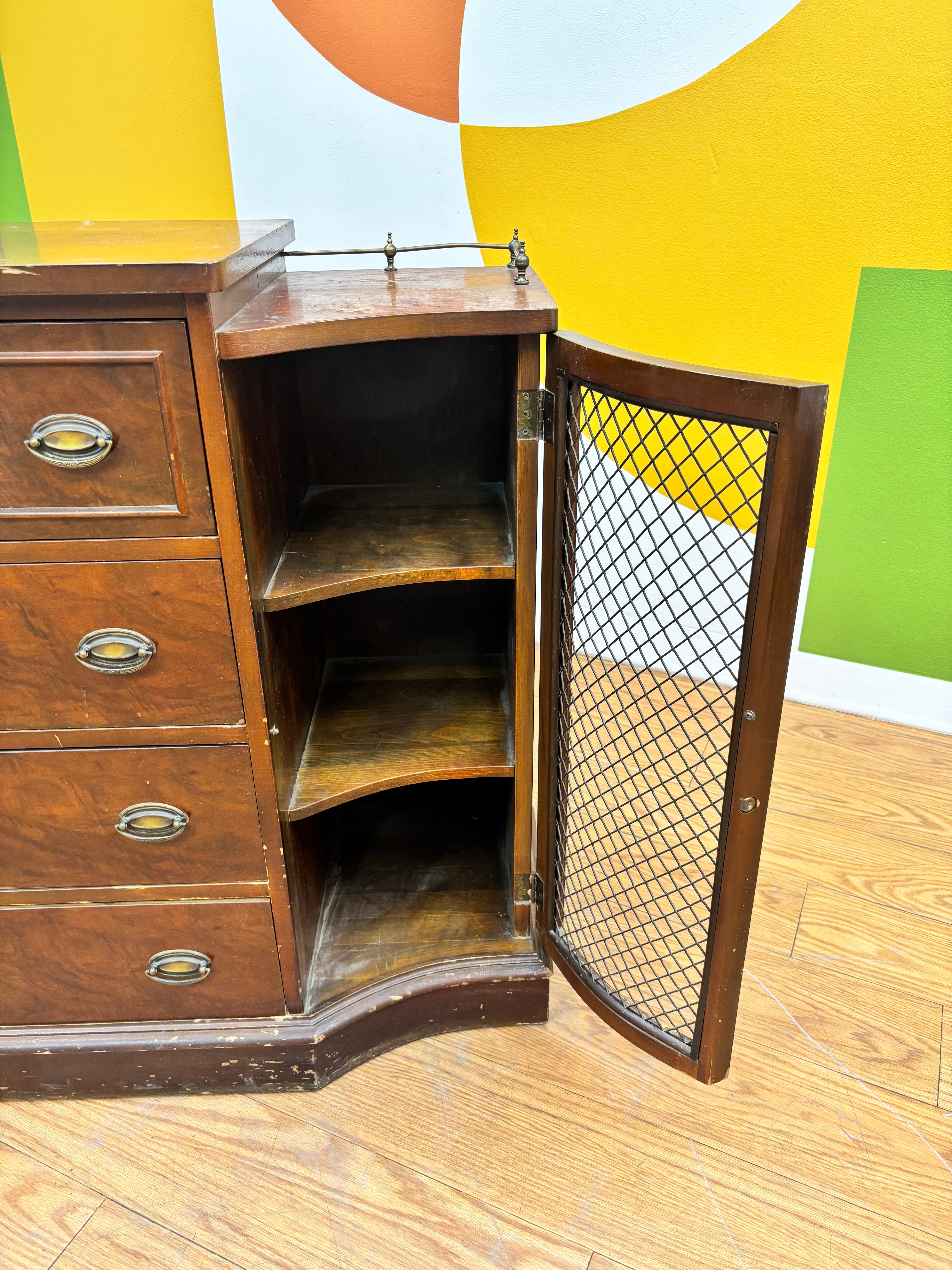 Wood Cabinet with Drop Down Drawer