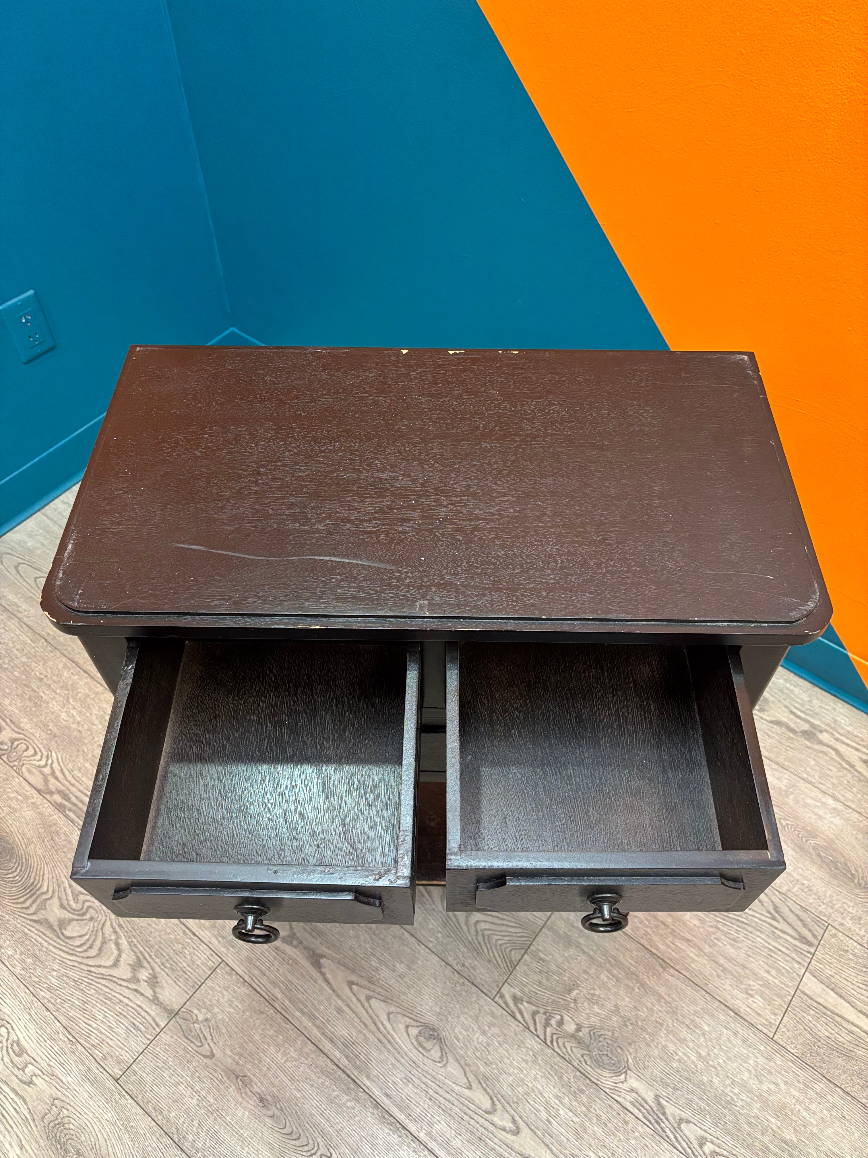 Black Three Drawer End Table