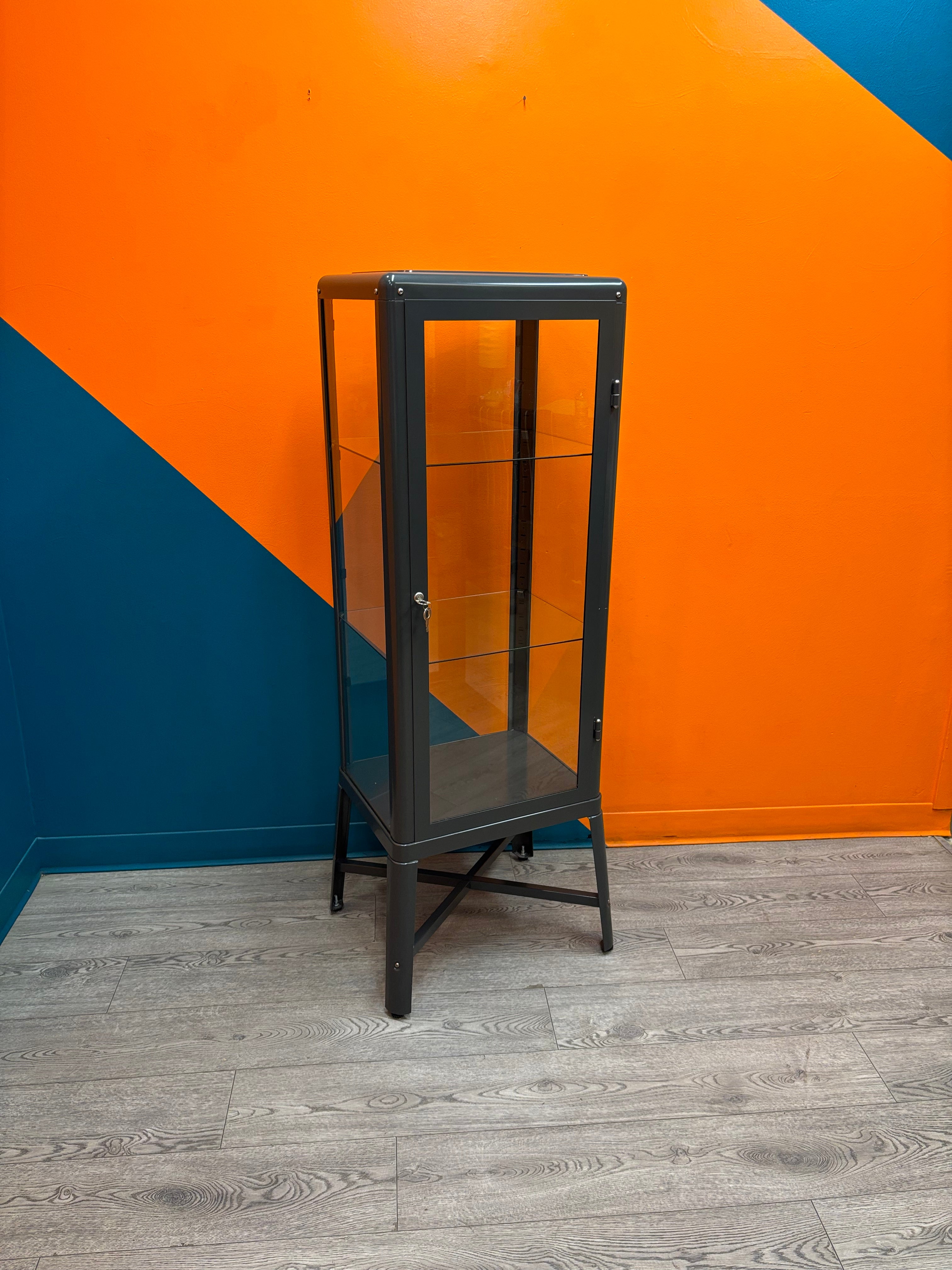 Charcoal Glass Door Cabinet with Key (FABRIKOR) - IKEA
