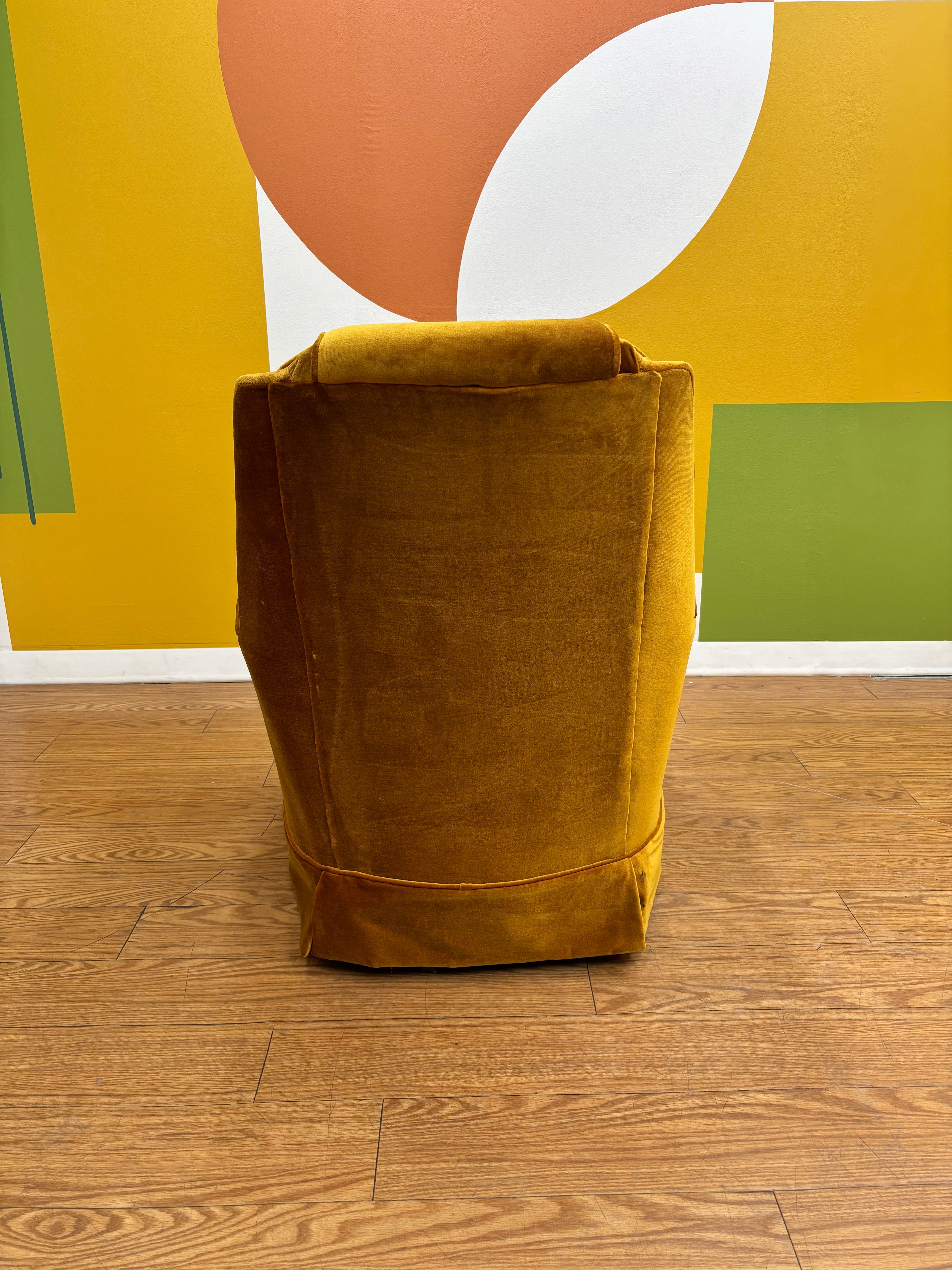 Yellow Velvet Swivel Chair