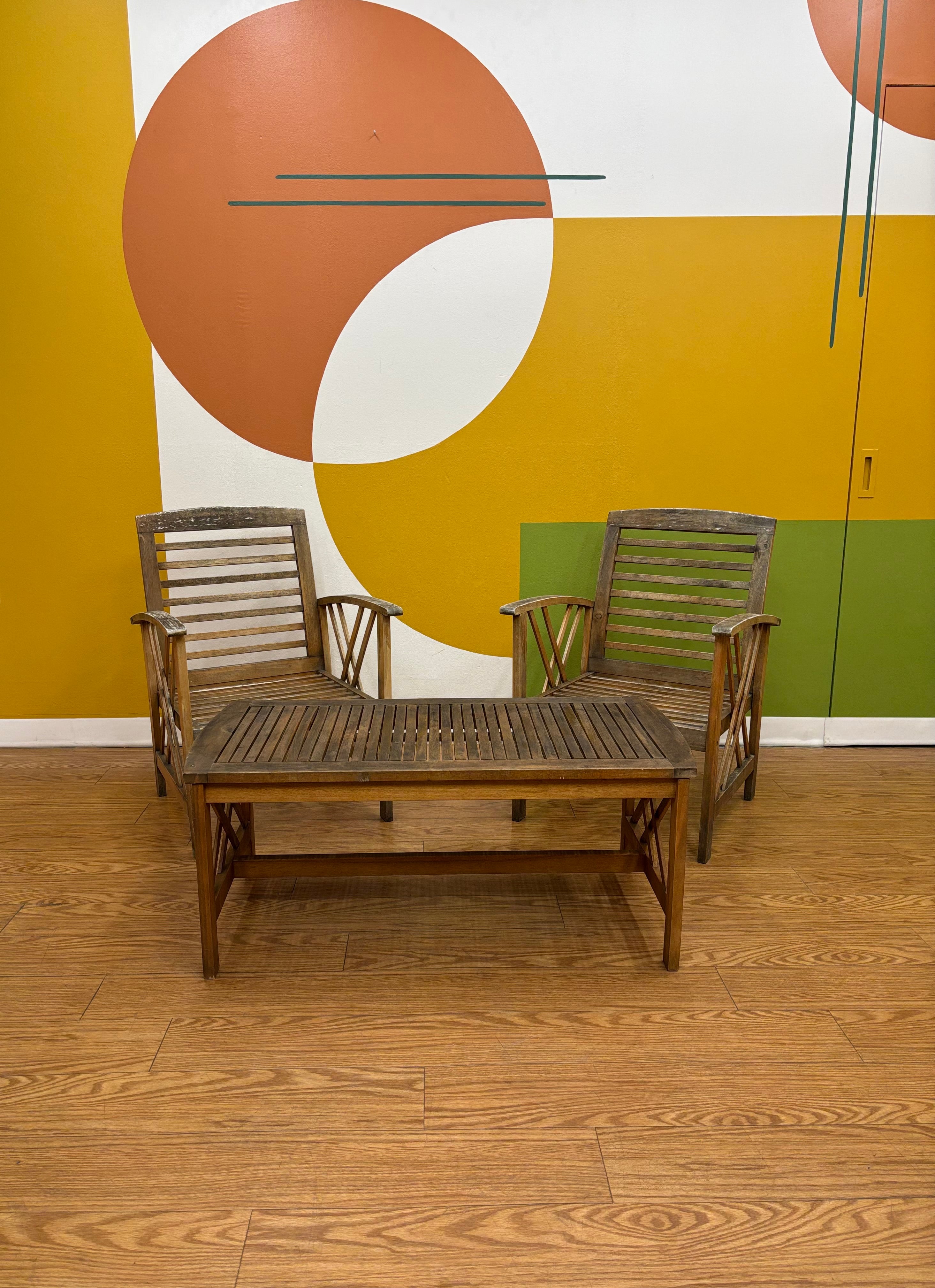 Safavieh Wood Patio Chairs & Coffee Table