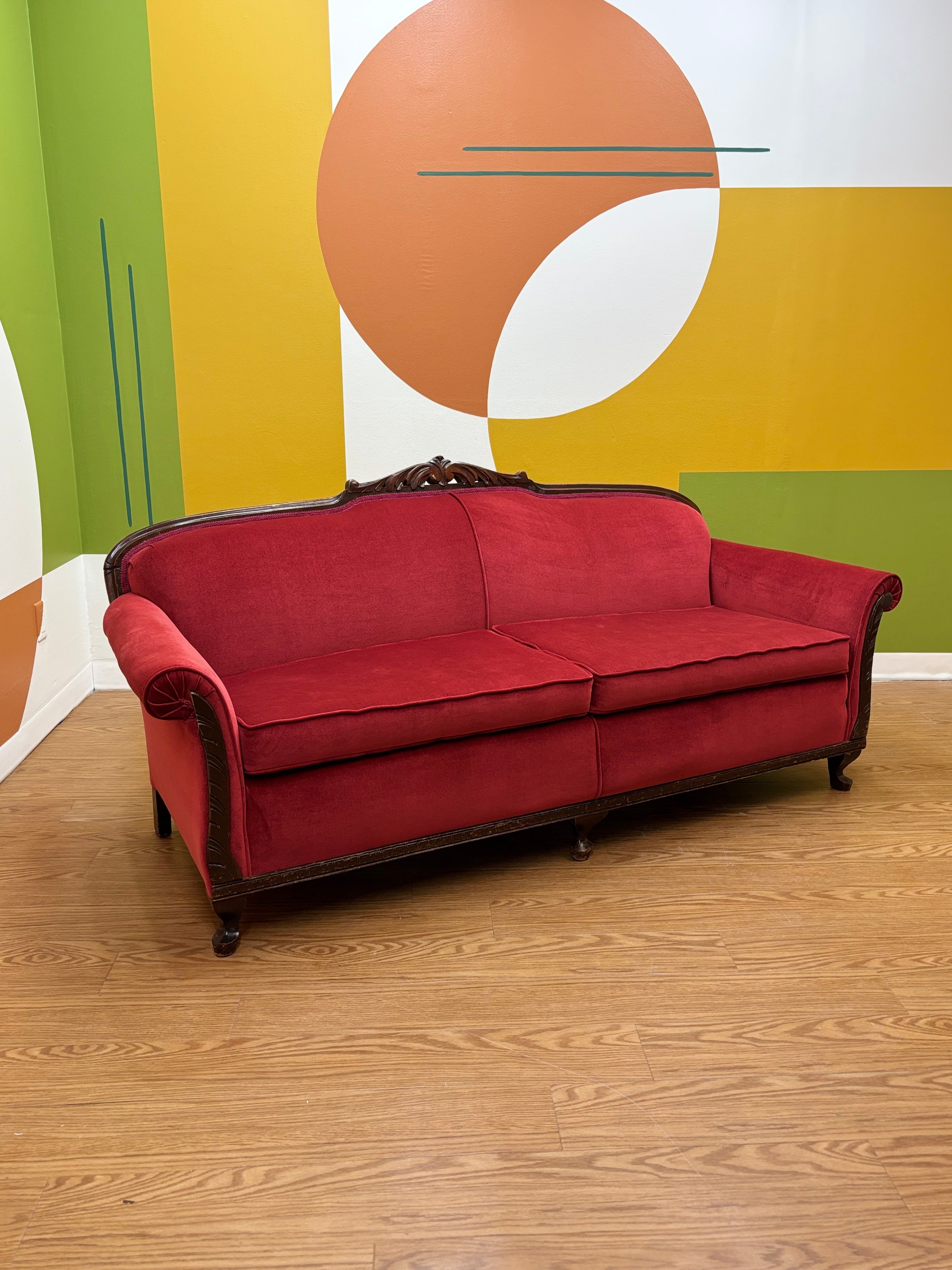 Red Velour Sofa