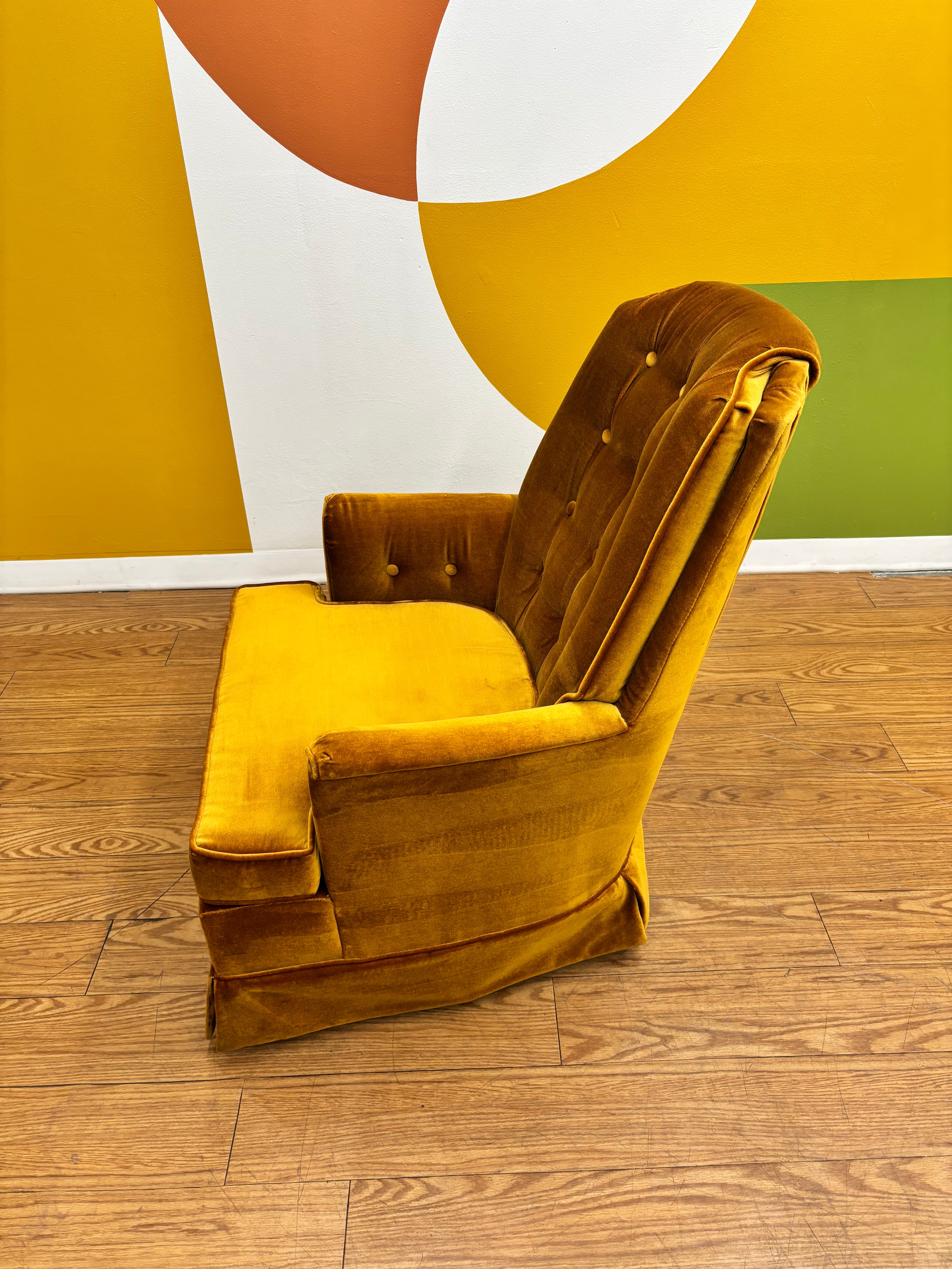 Yellow Velvet Swivel Chair
