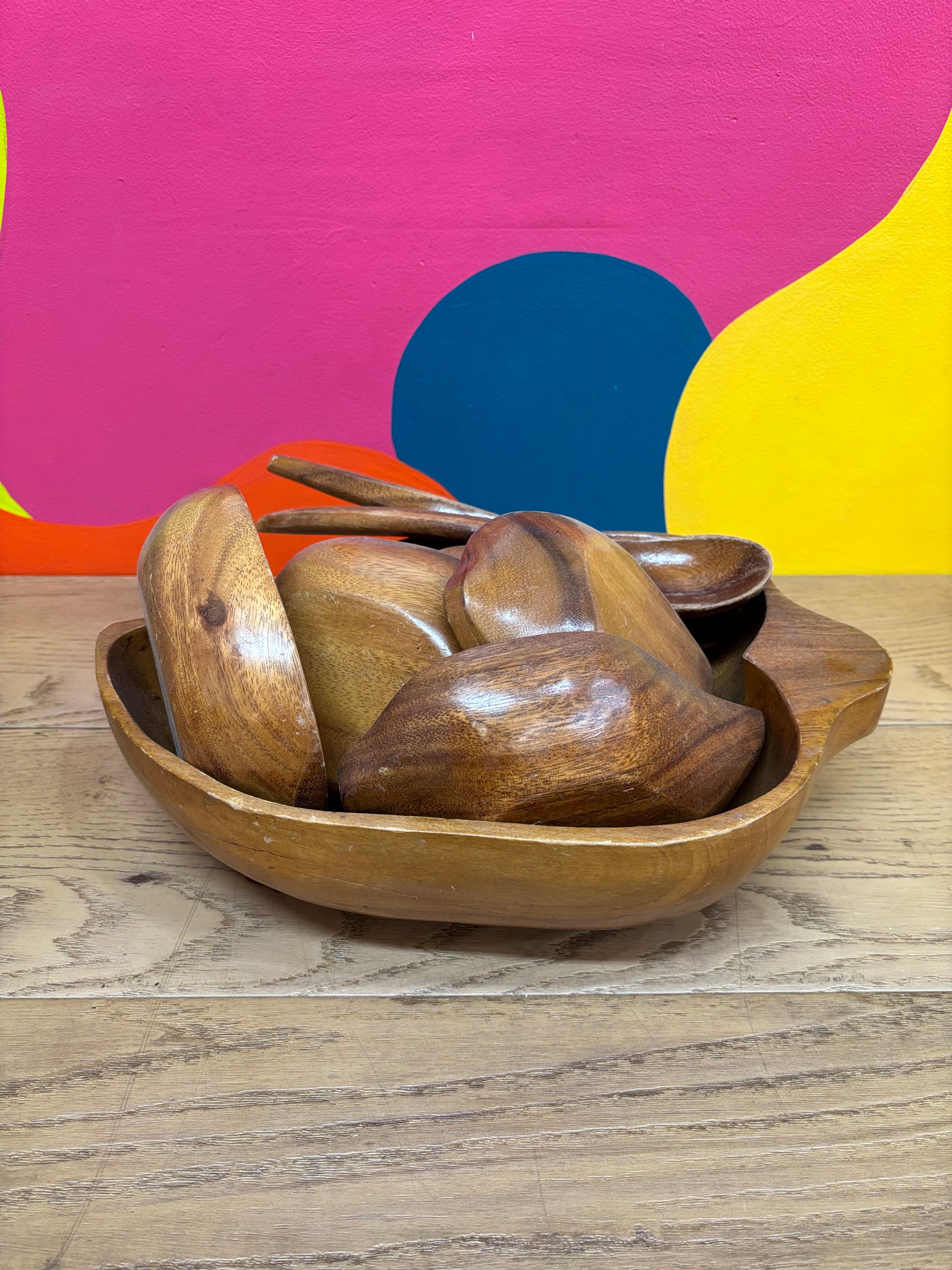 Wood Salad Bowl Serving Set