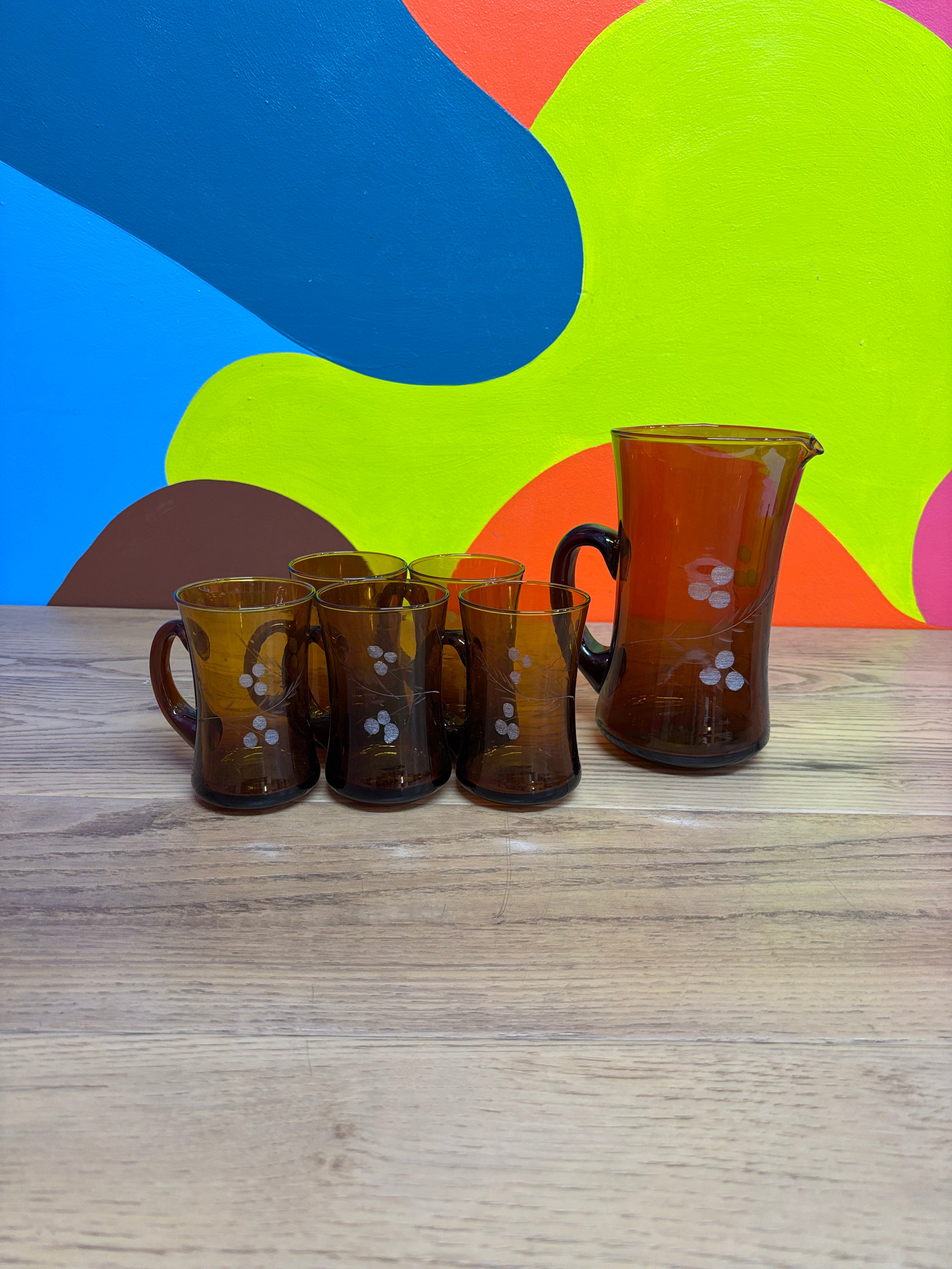 Amber Pitcher & Glasses Set