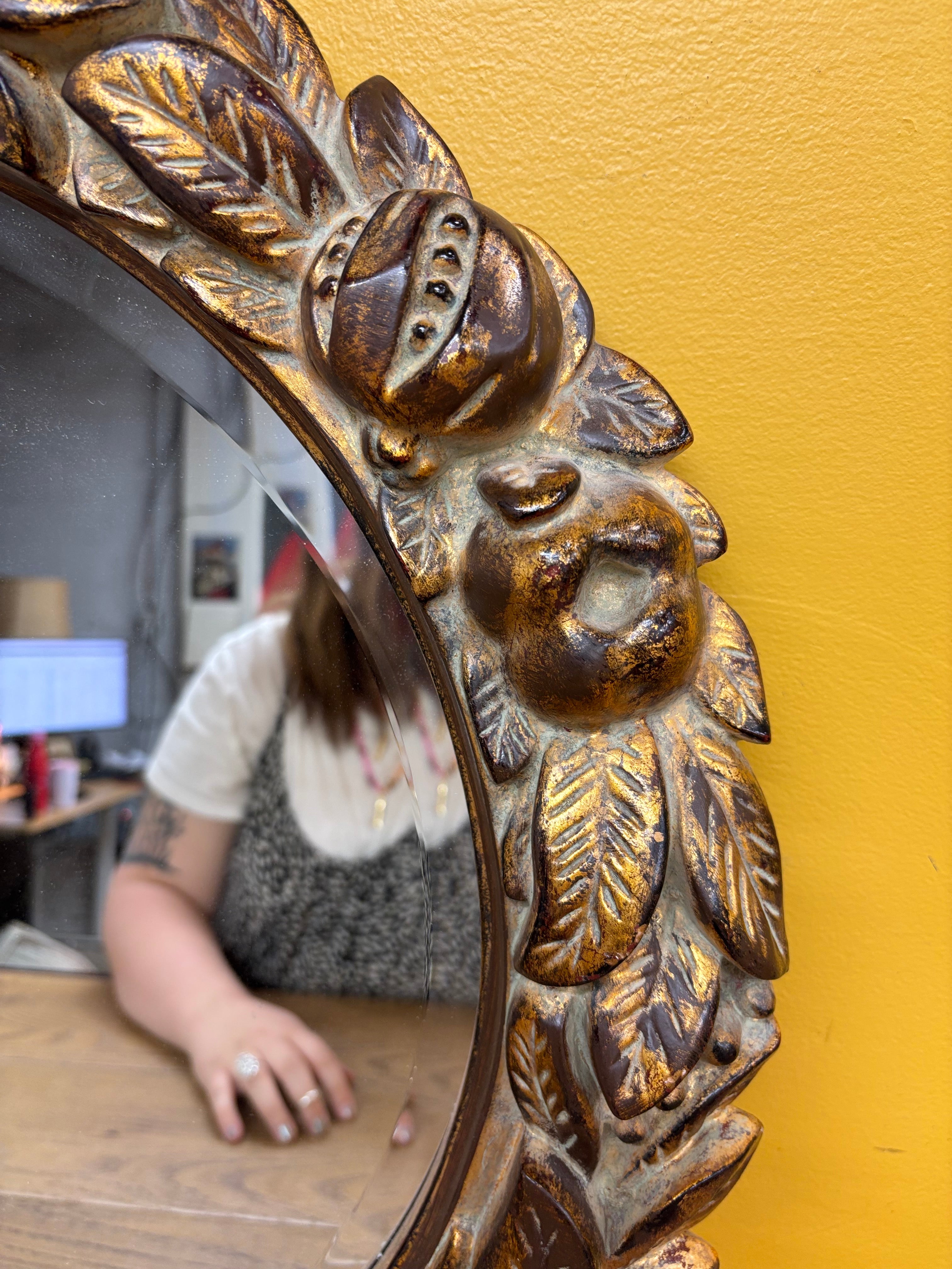 Round Gold Framed Mirror