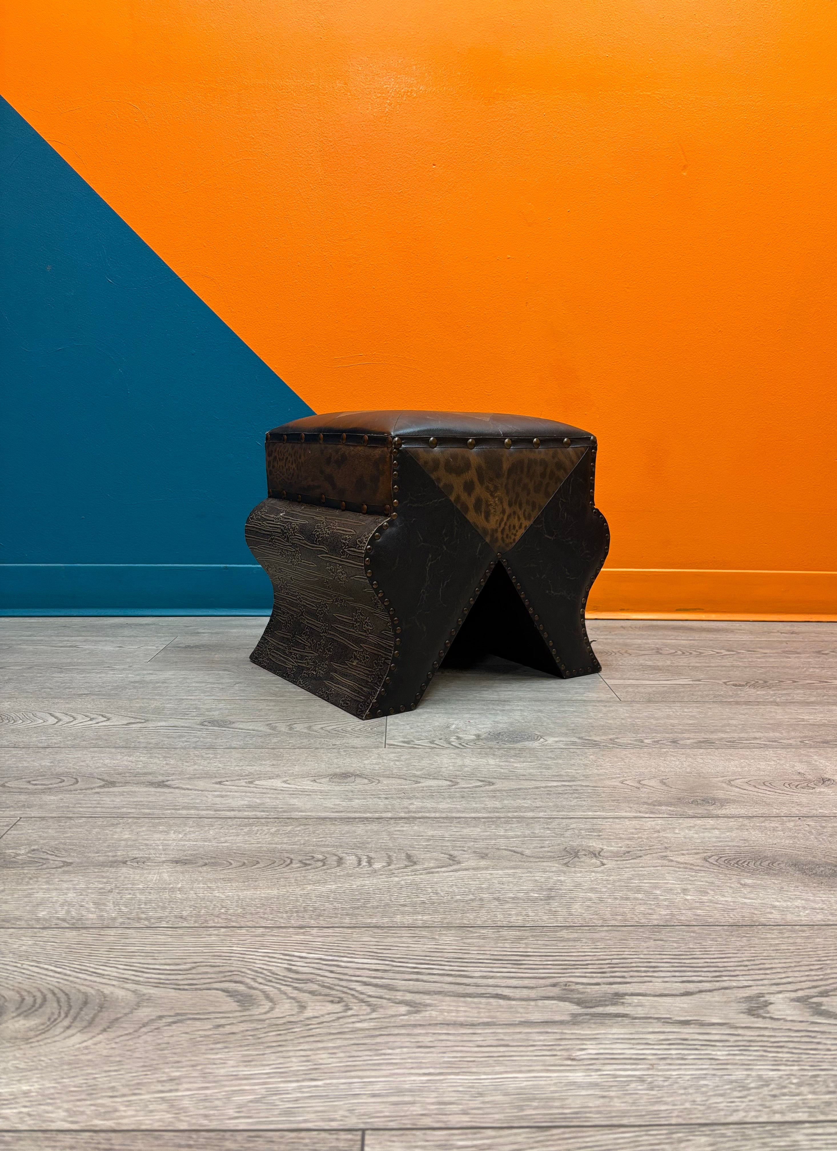 Faux Leather Ottoman