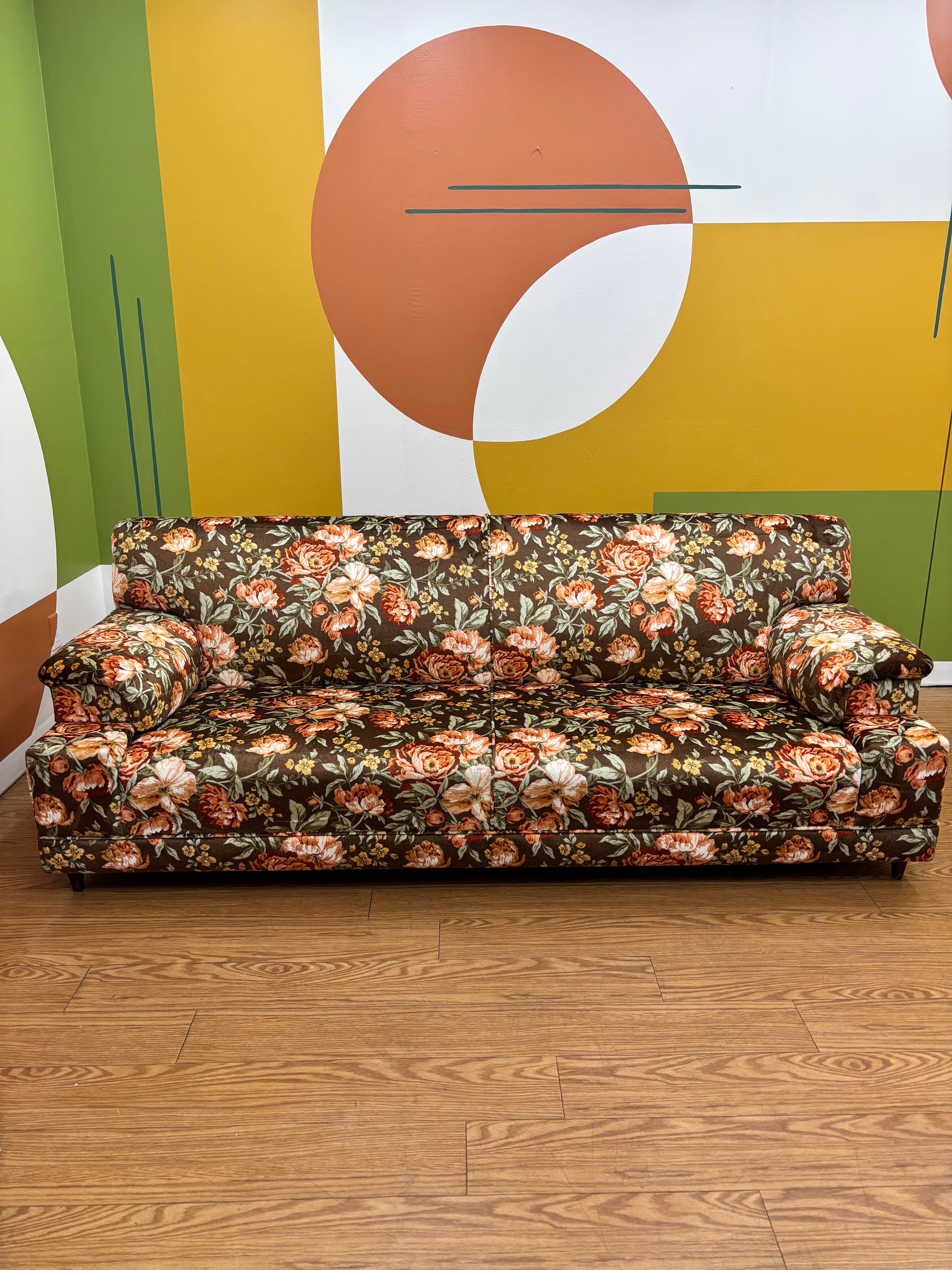 Brown Floral Sofa