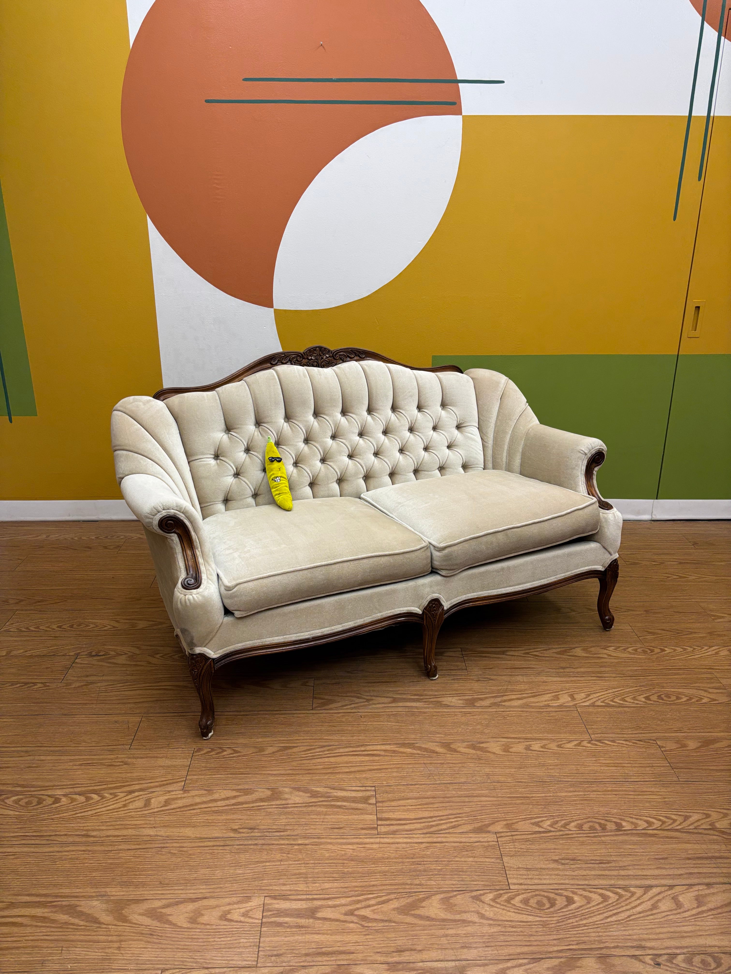 Tufted Cream Loveseat