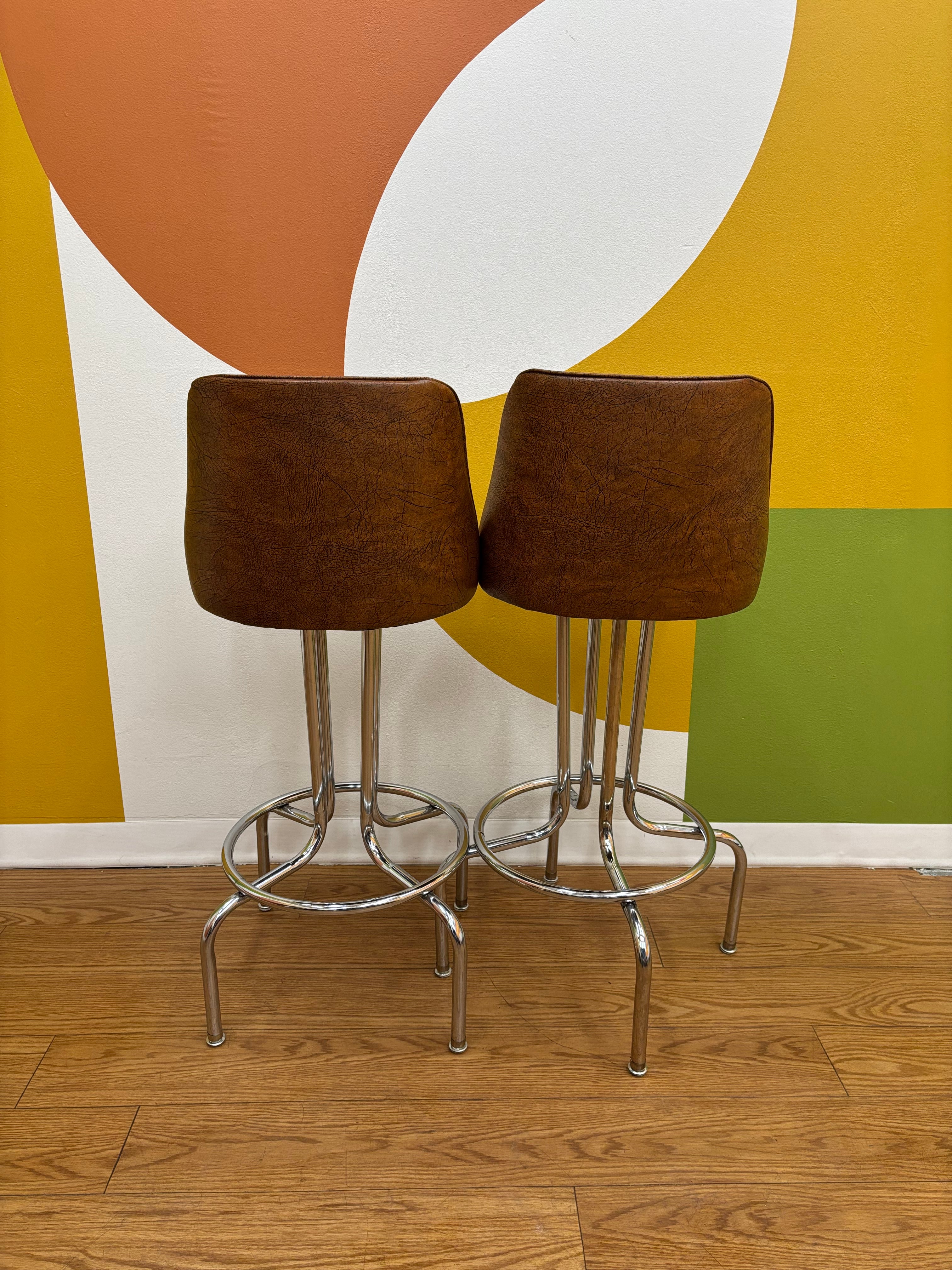 (2) Brown Barstools