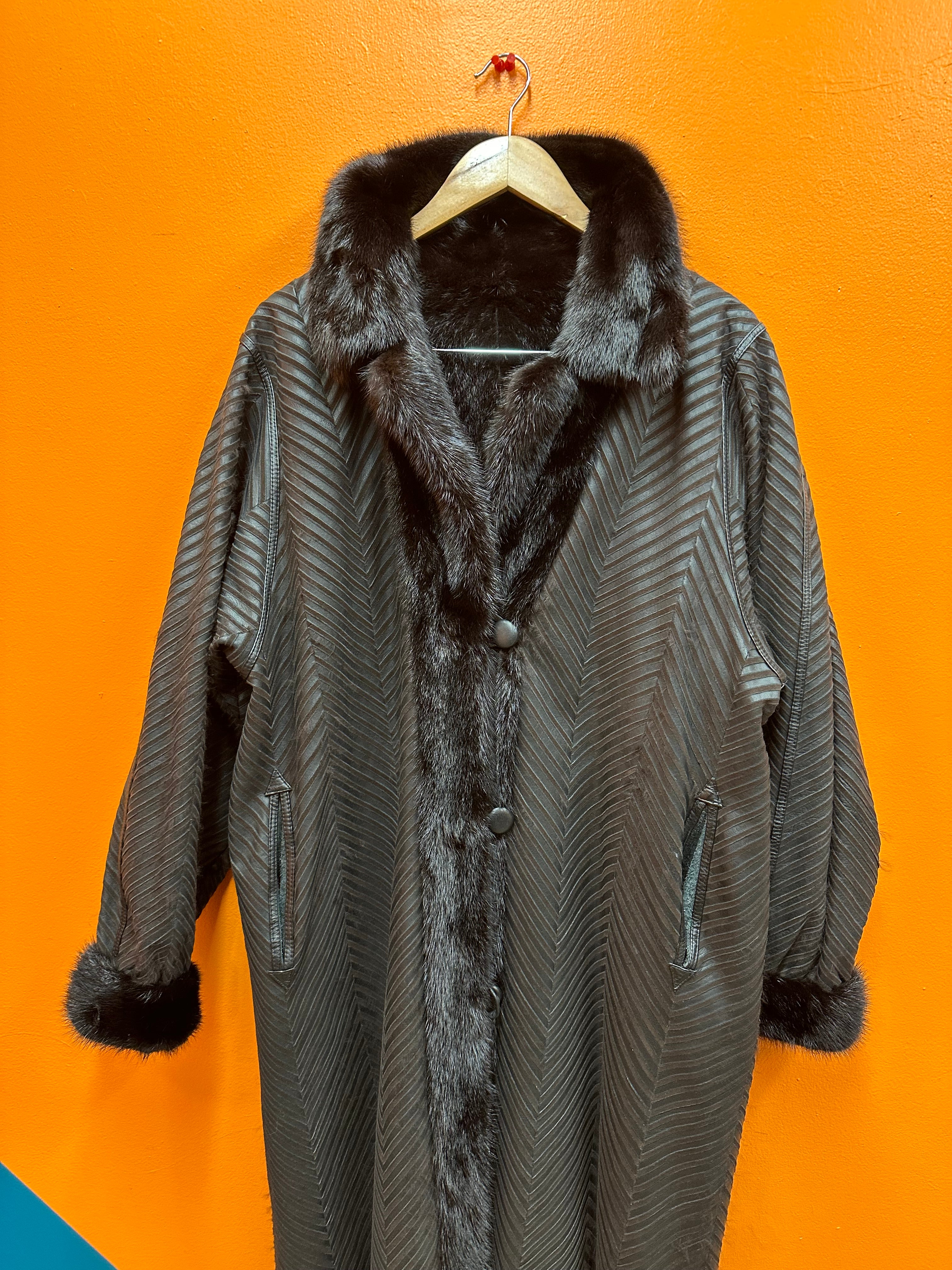 Black Reversible Custom Real Mink Fur Coat