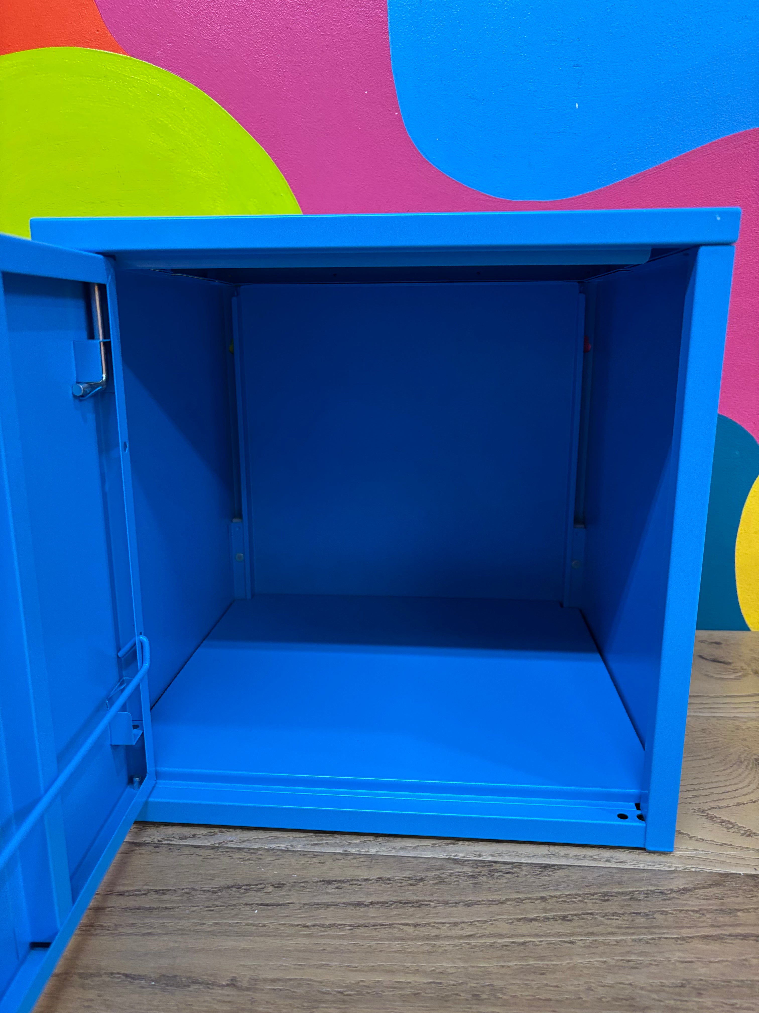 Blue Metal Wall Hanging Cabinet (2 available)