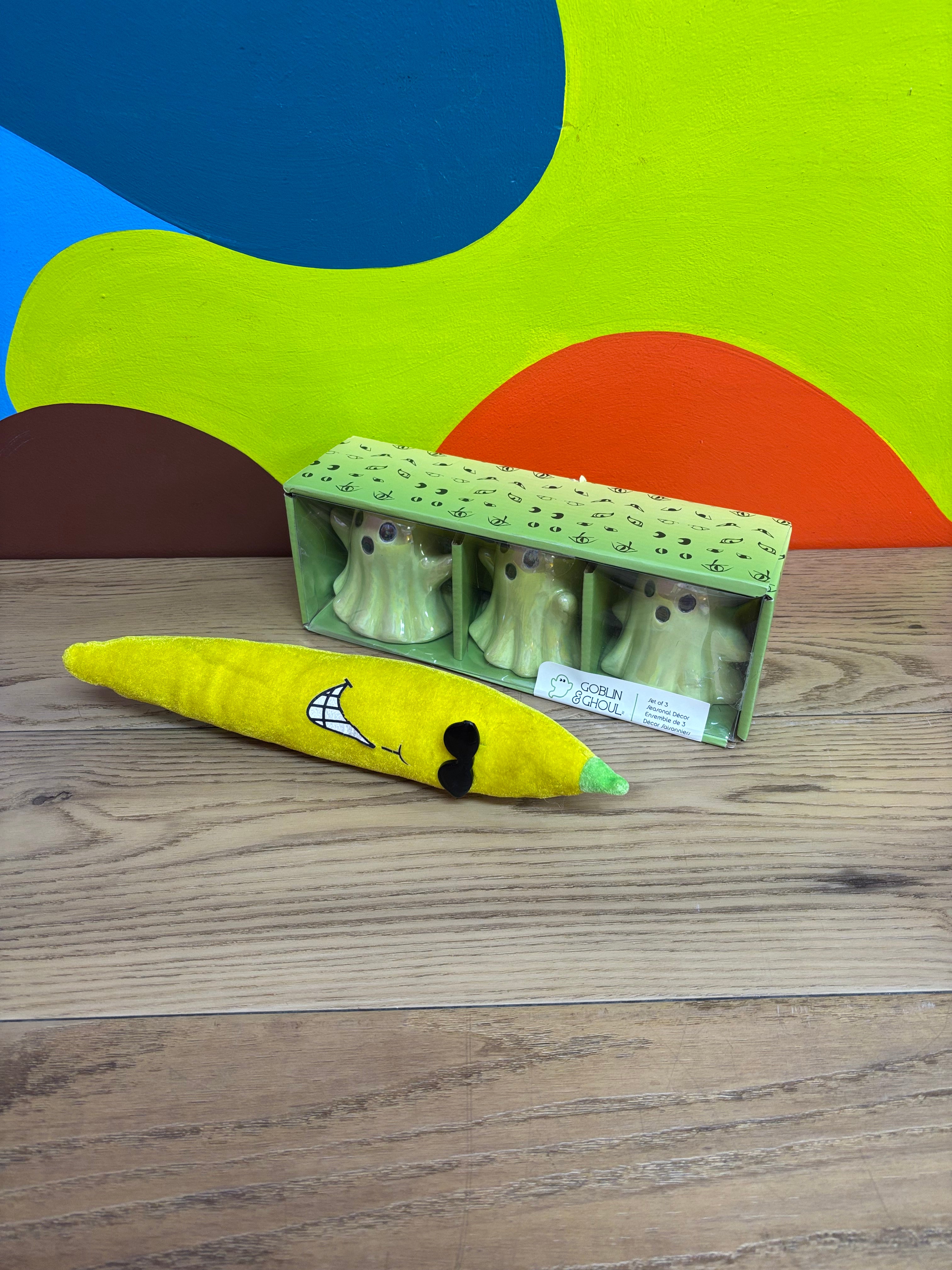 (3) Iridescent Green Ghost Decor