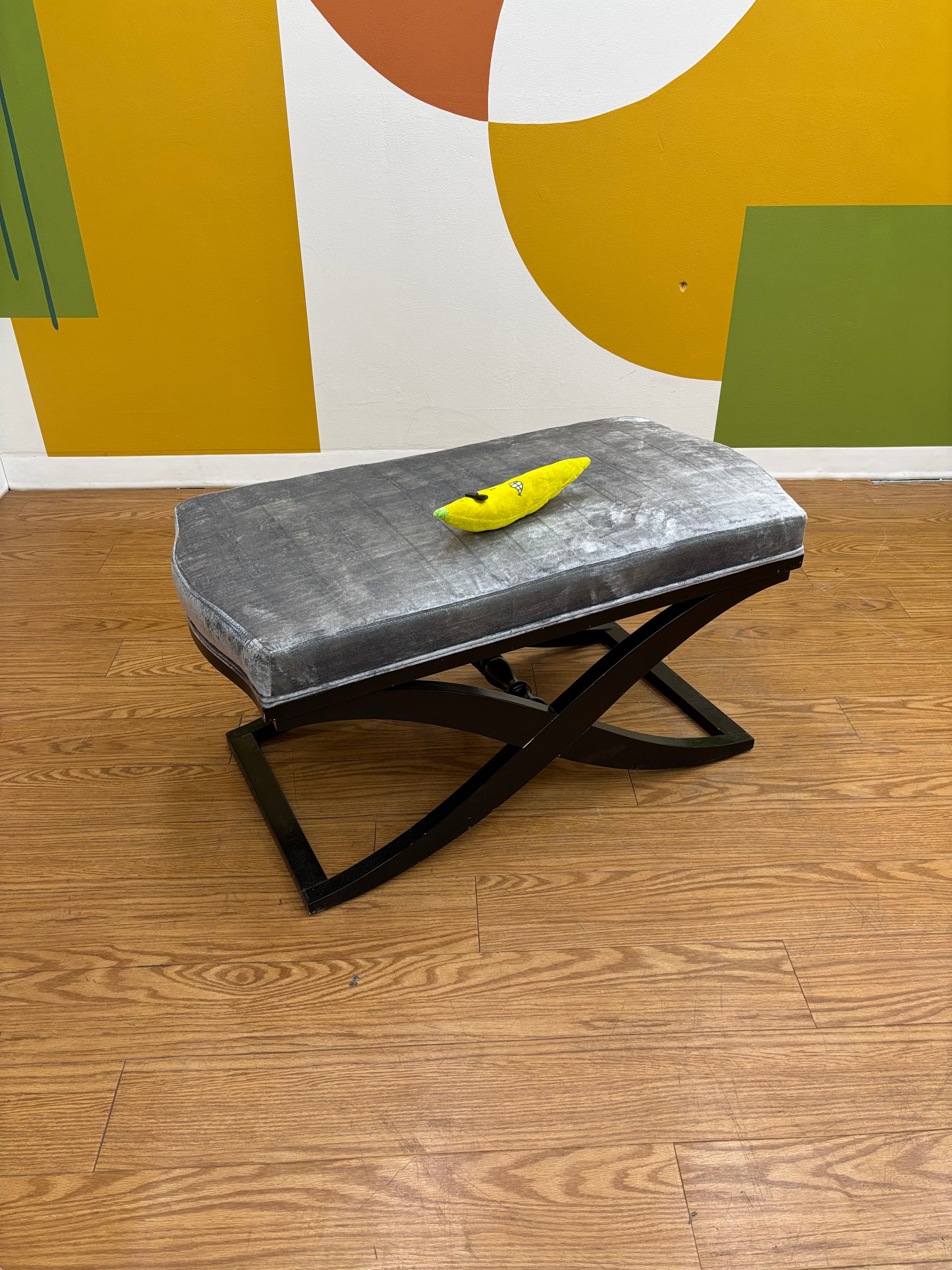 Light Grey Velvet Bench
