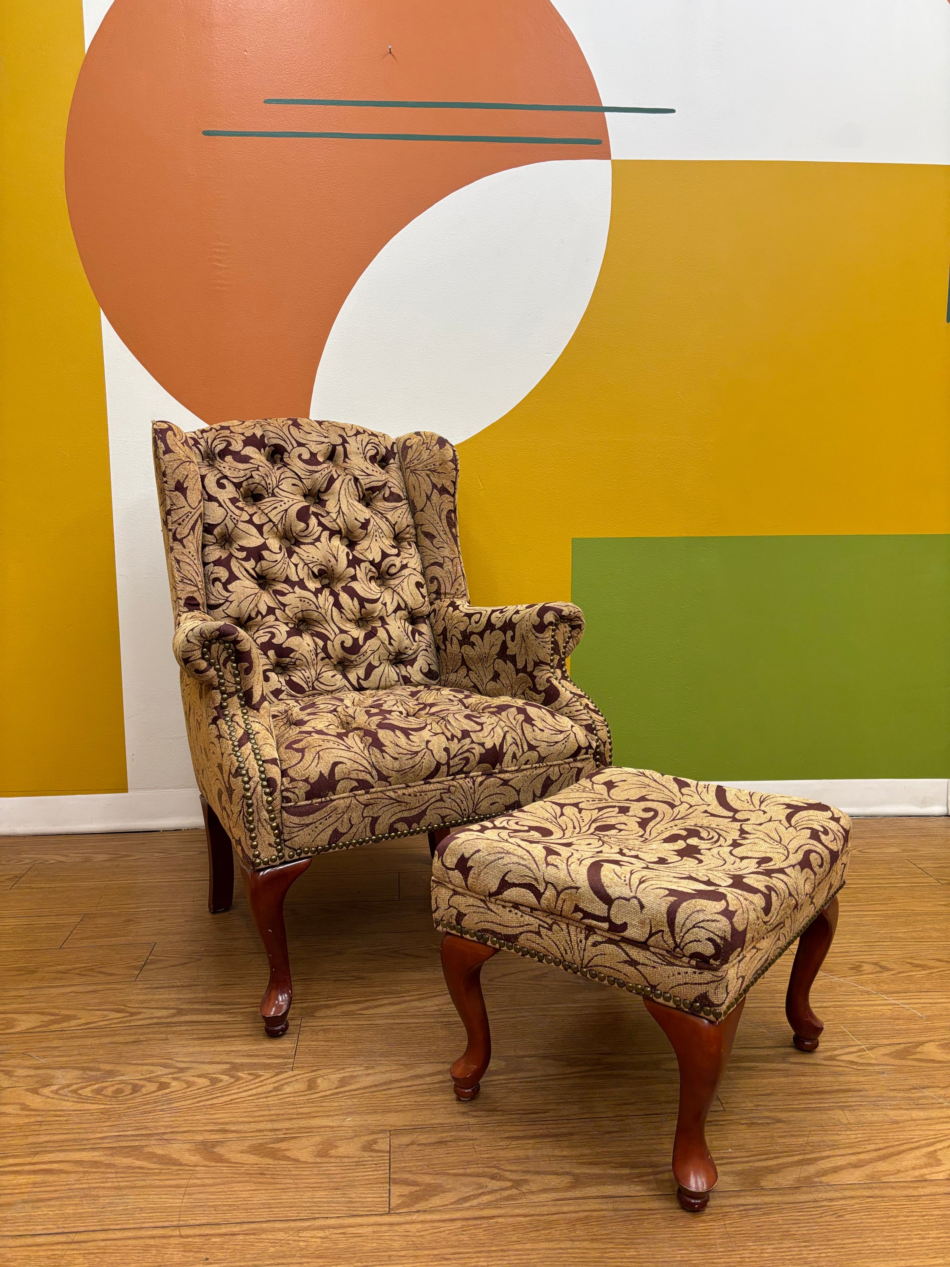 Patterned Armchair & Ottoman