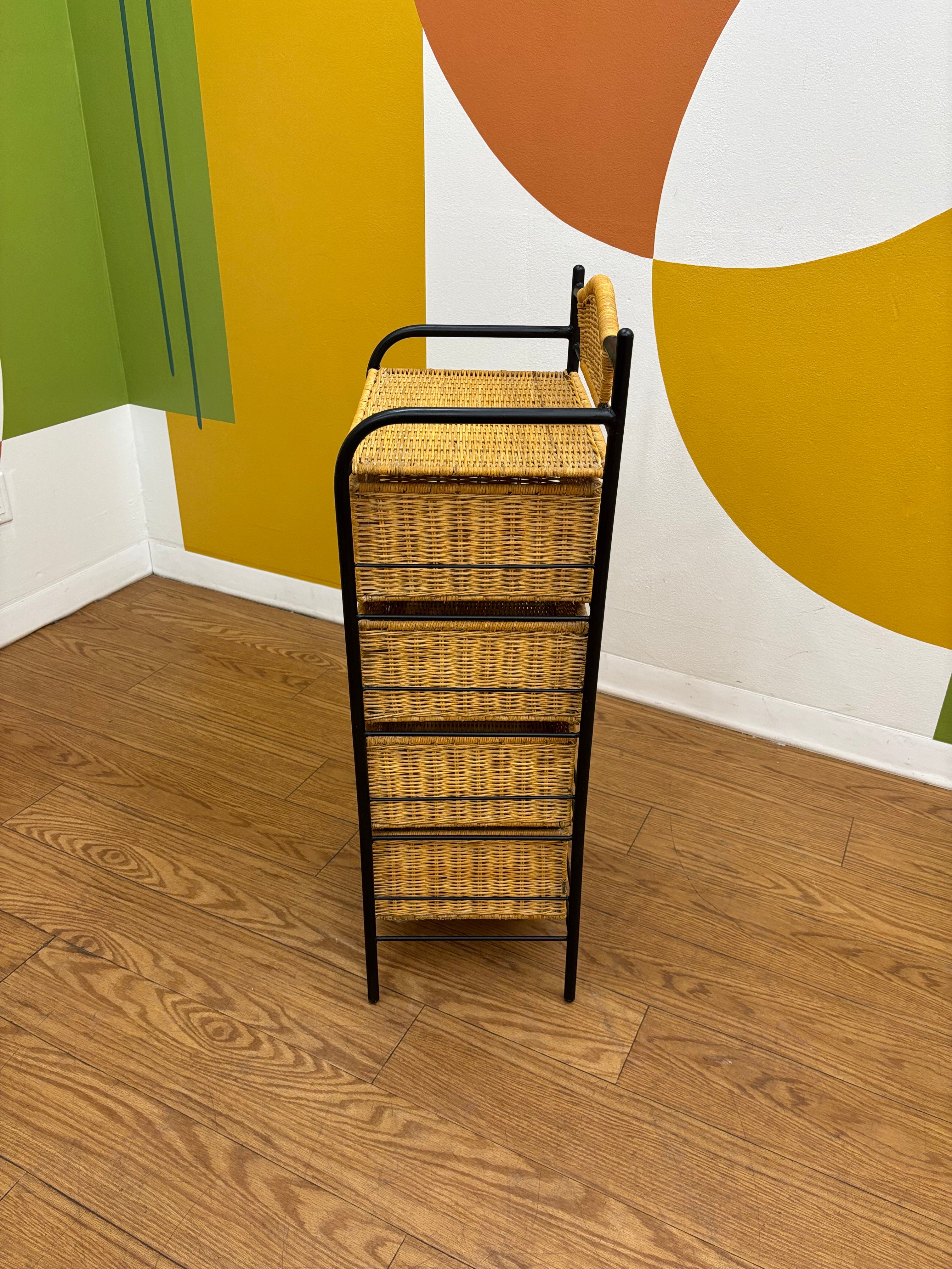 4 Drawer Wicker Storage Tower