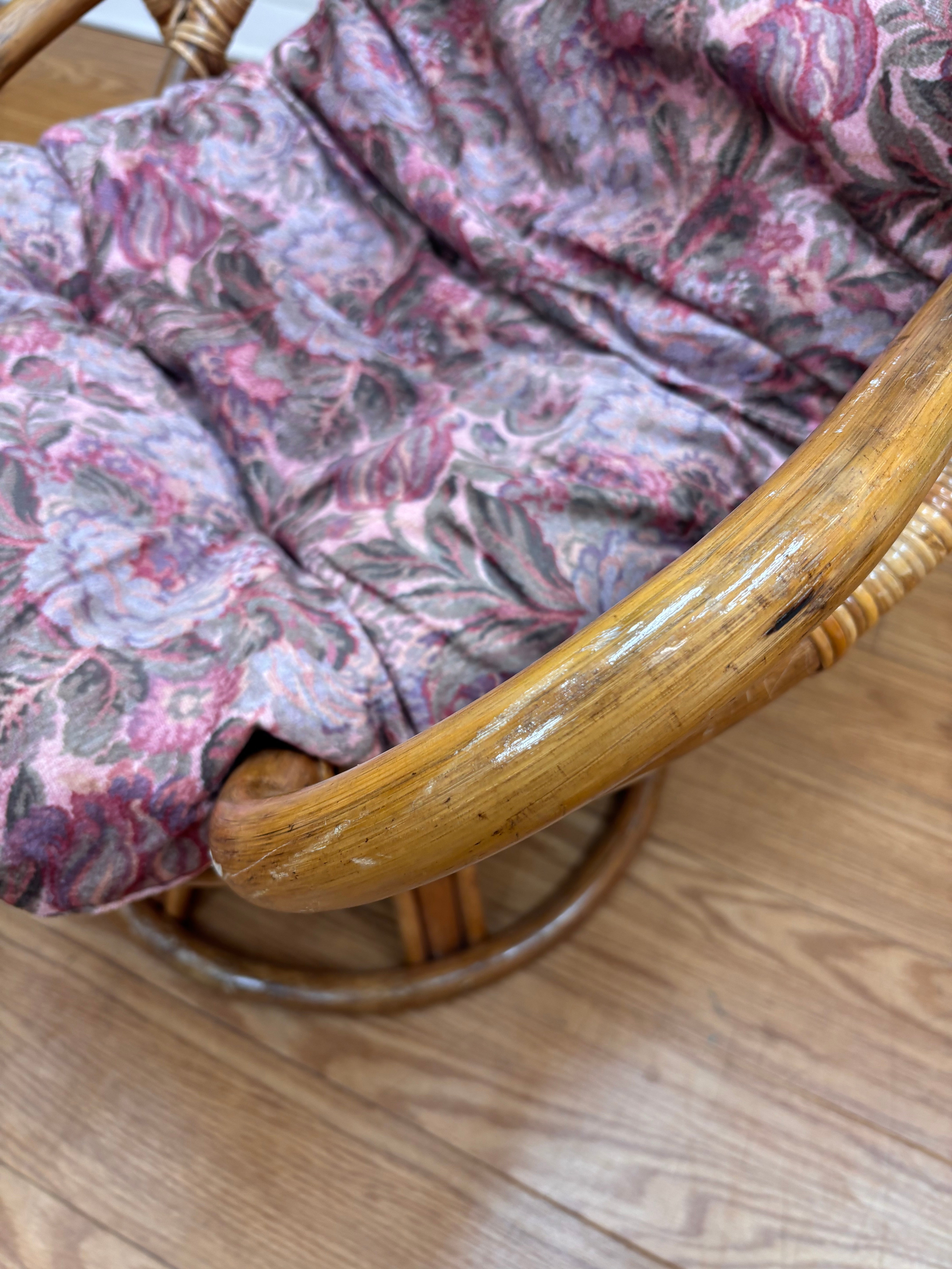 Rattan Swivel Rocking Chair and Ottoman