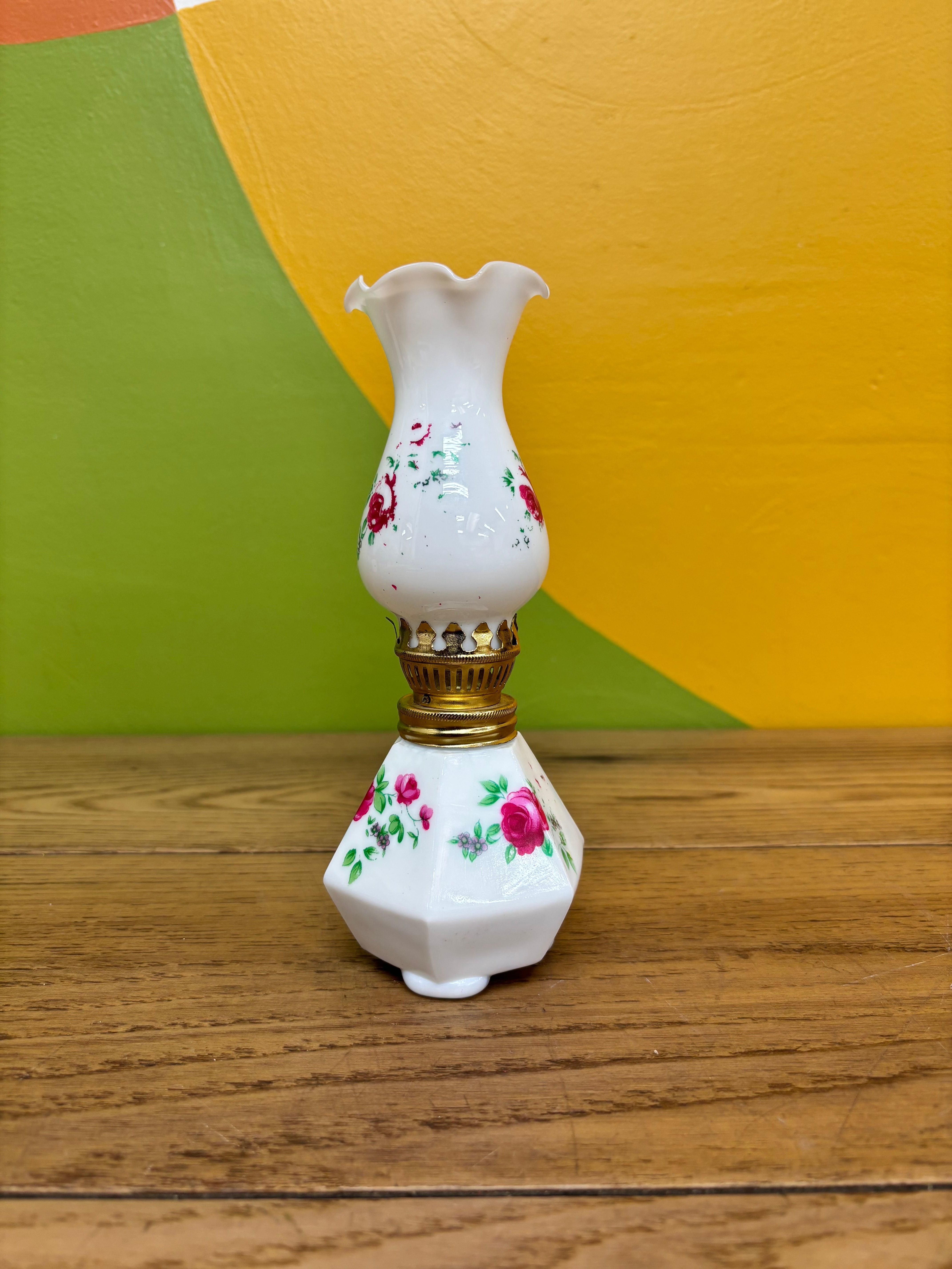 Small Milk Glass Kerosene Lamp