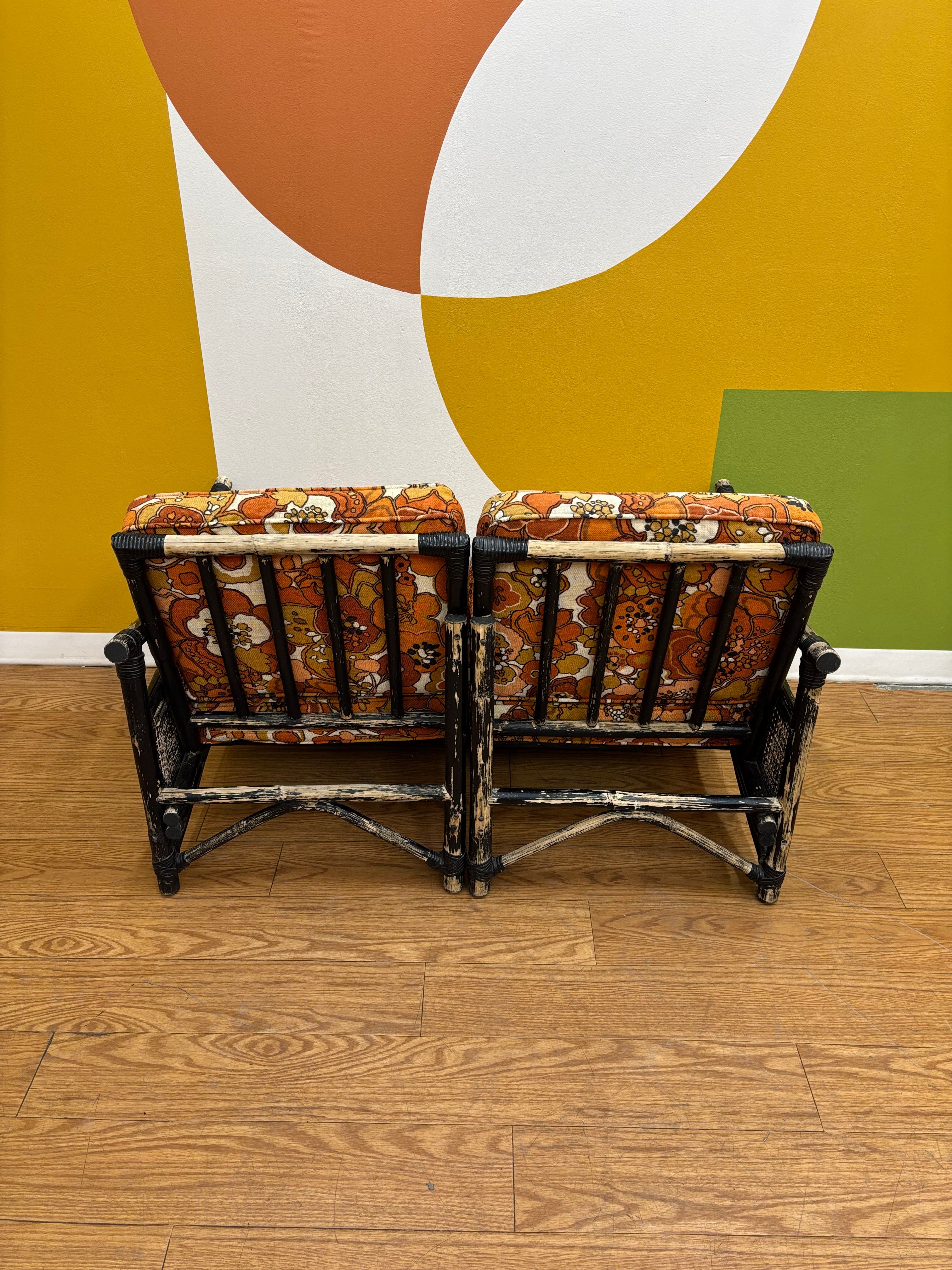 Rattan Loveseat & Matching Armchair