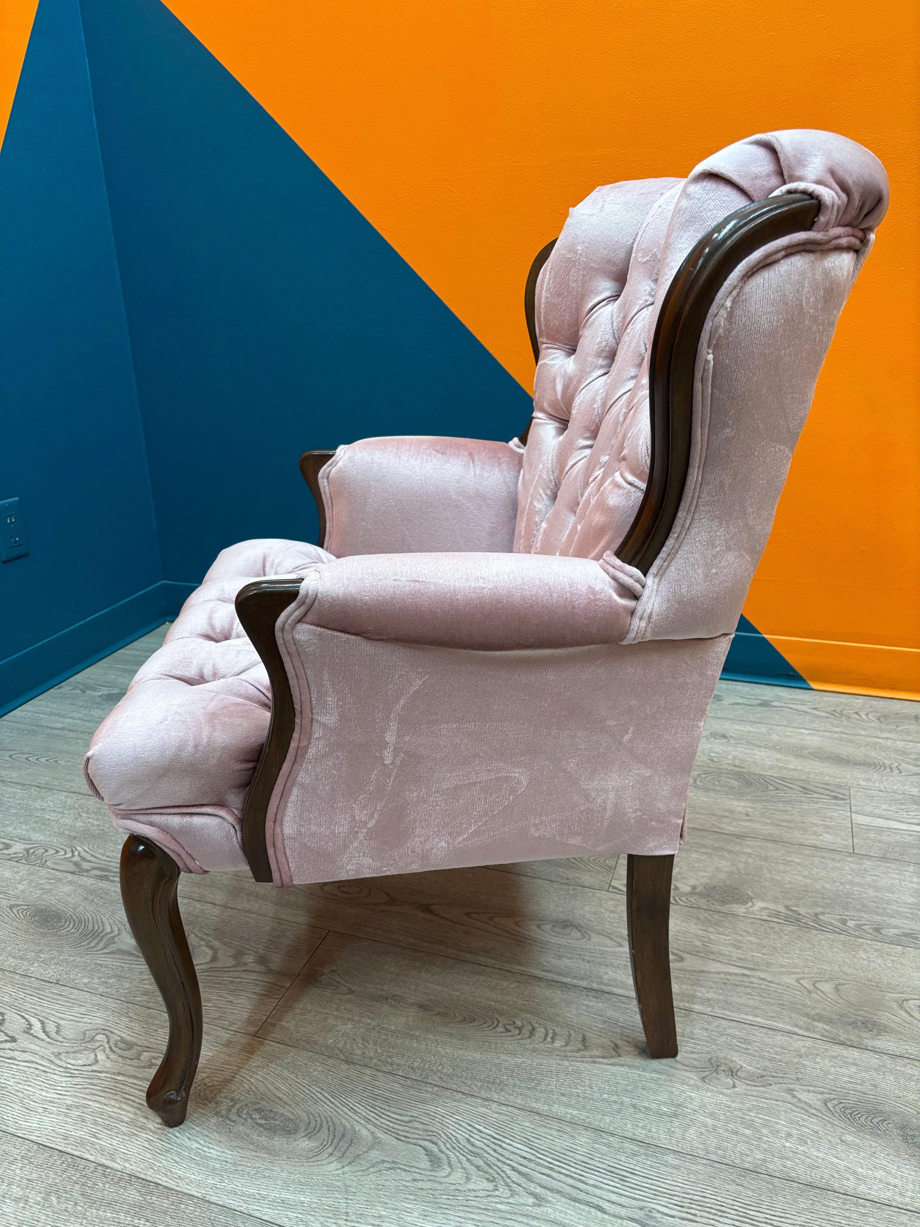 Light Pink Velvet Armchair (2 available)