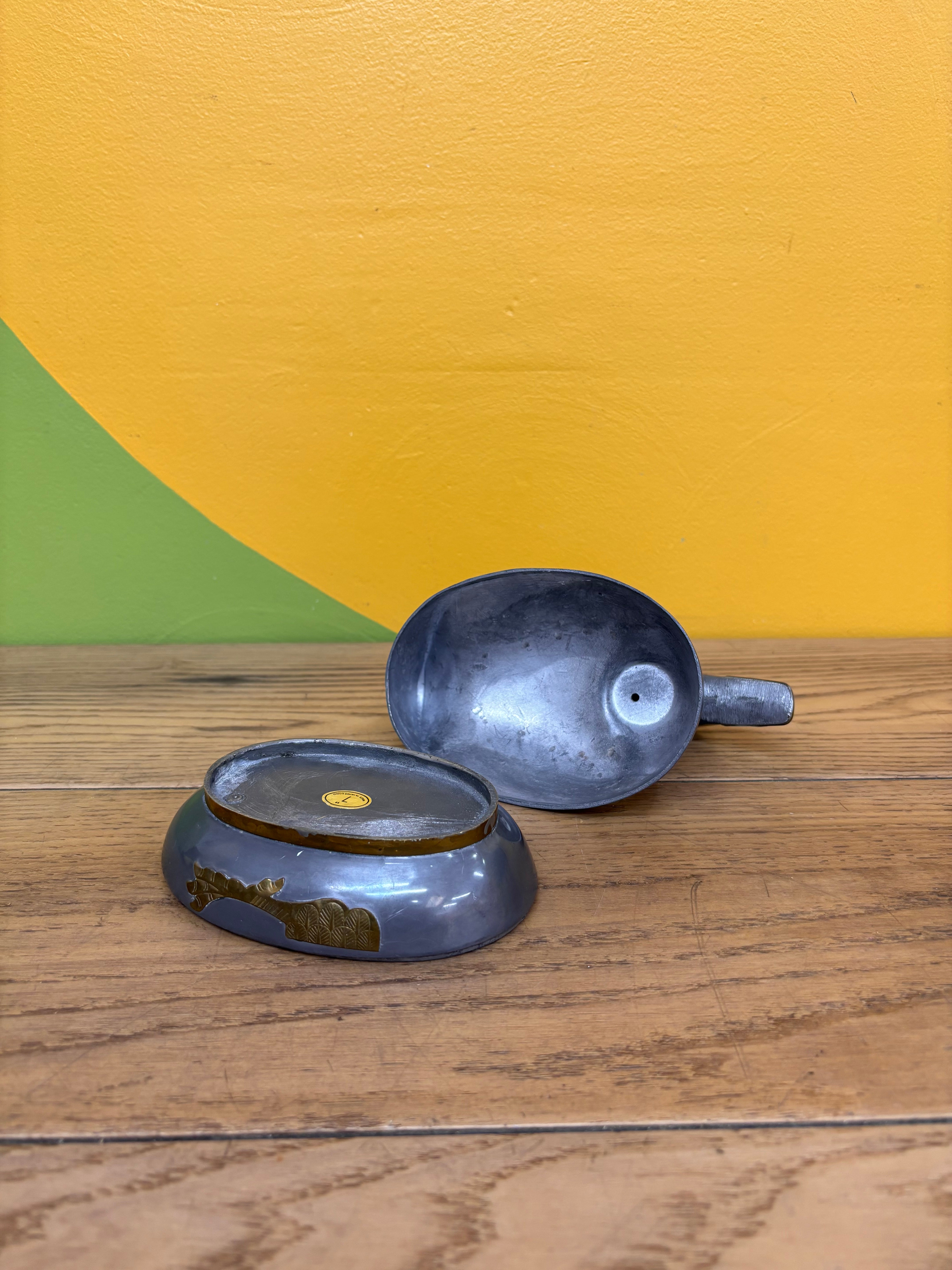 Pewter and Brass Duck Trinket Box