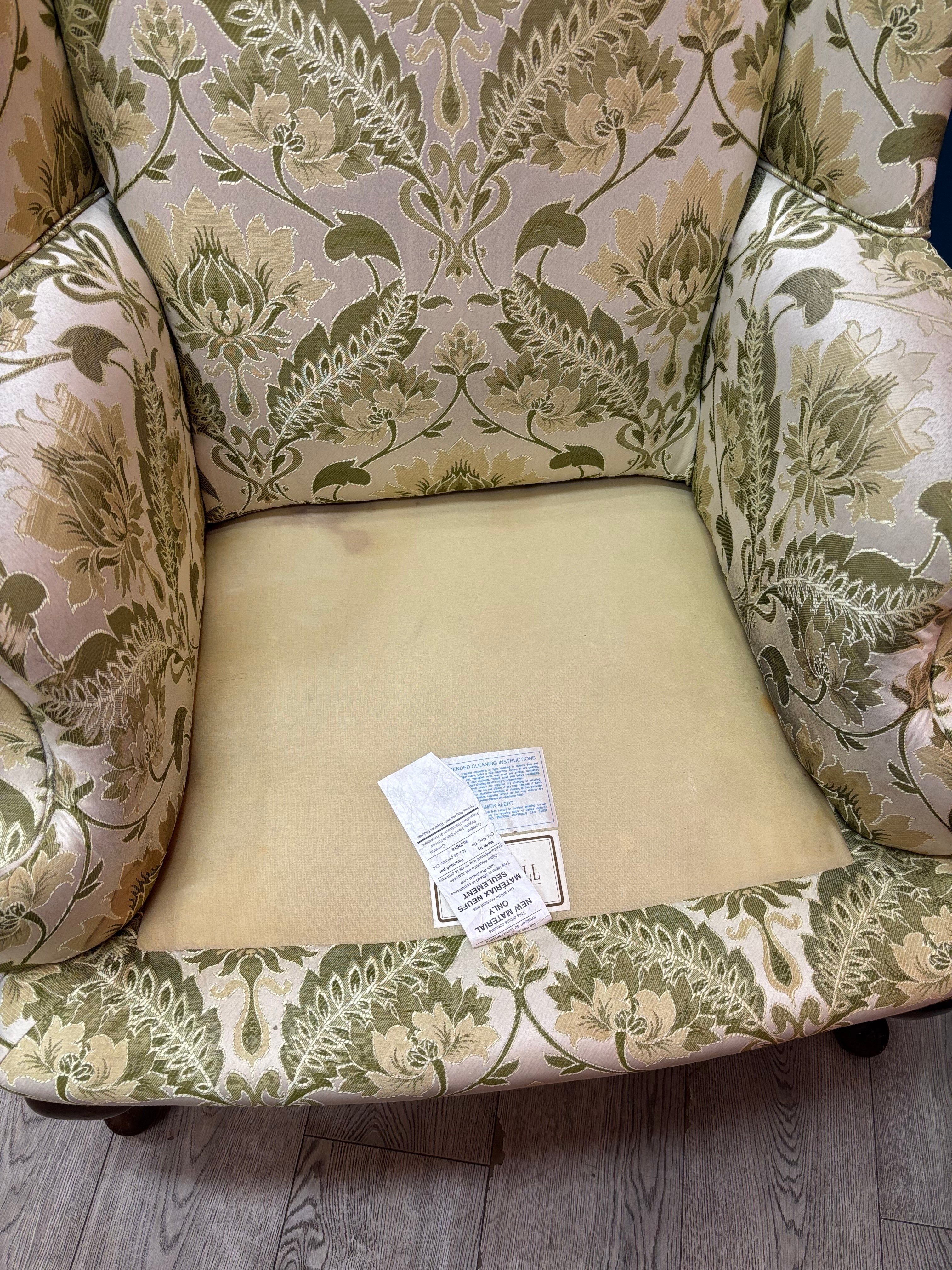 Green Floral Wingback Chair