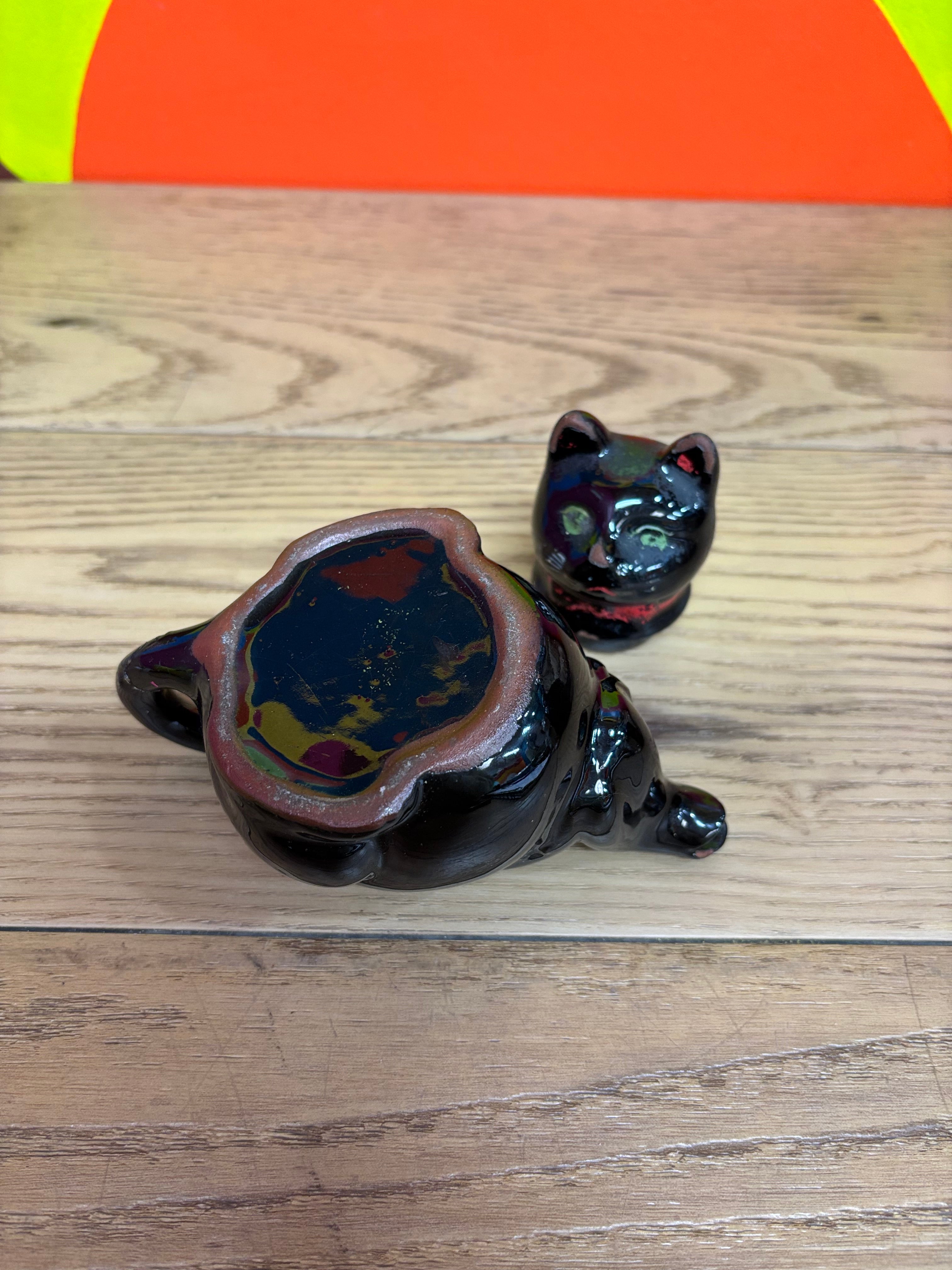 Redware Black Cat Creamer