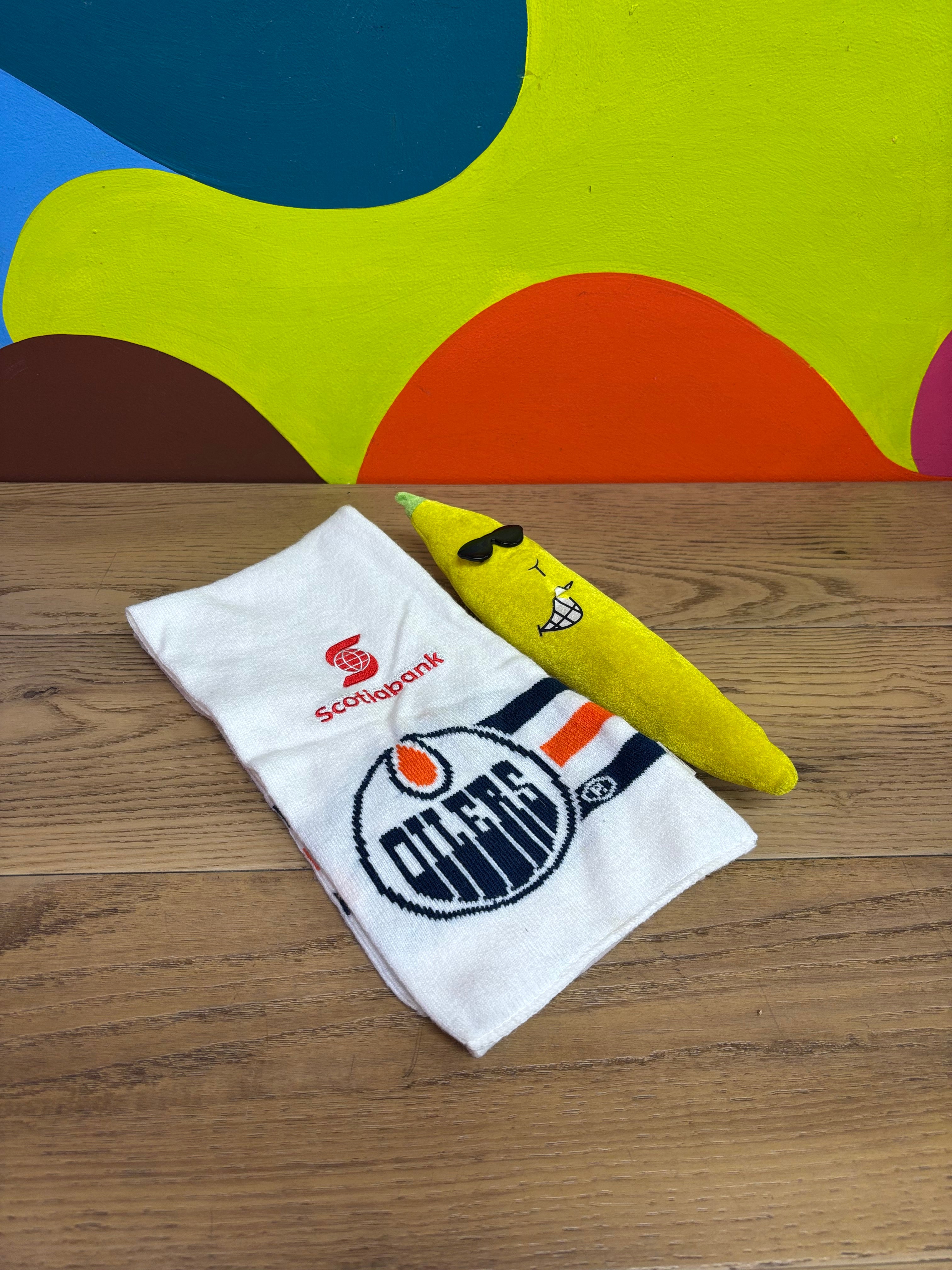 White Oilers Scotiabank Scarf