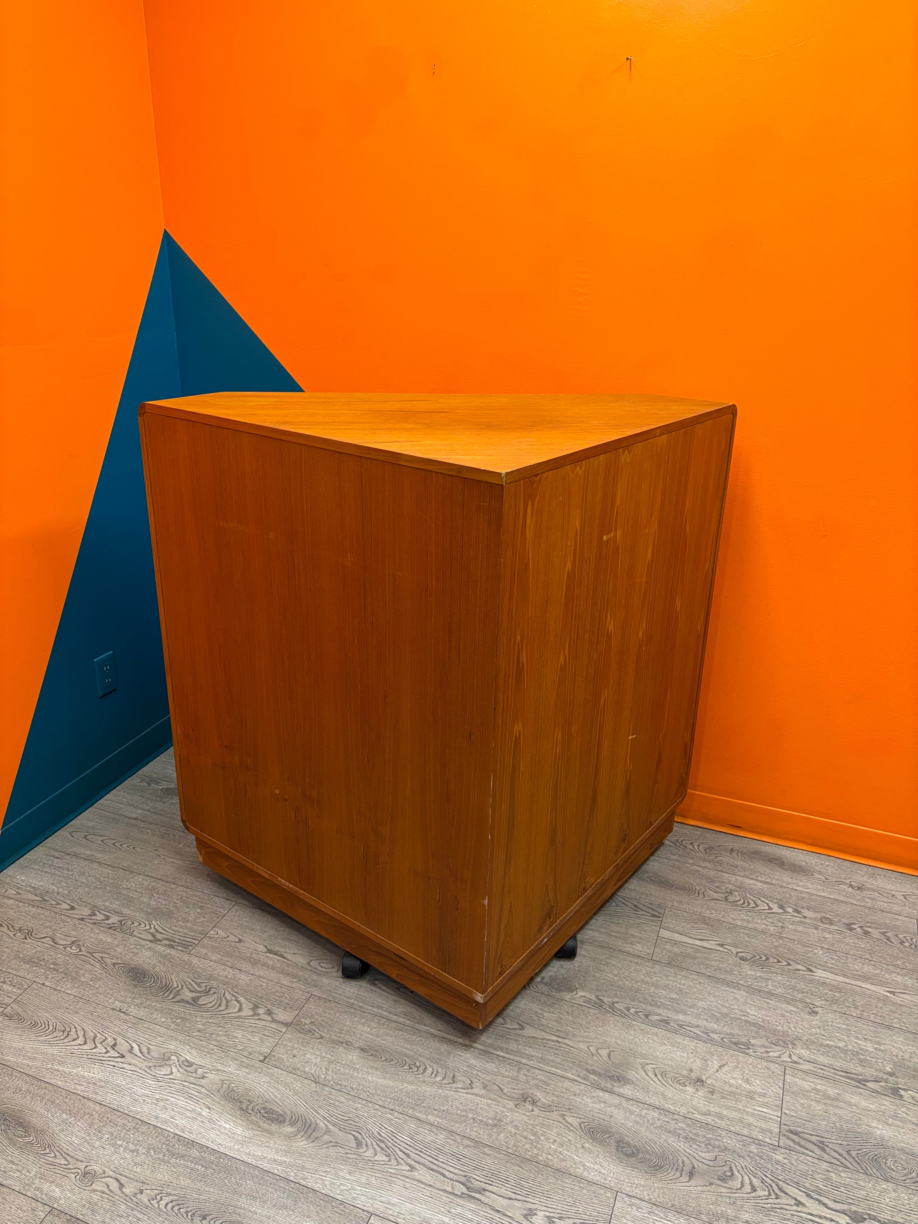 Rolling Wood Corner TV Cabinet