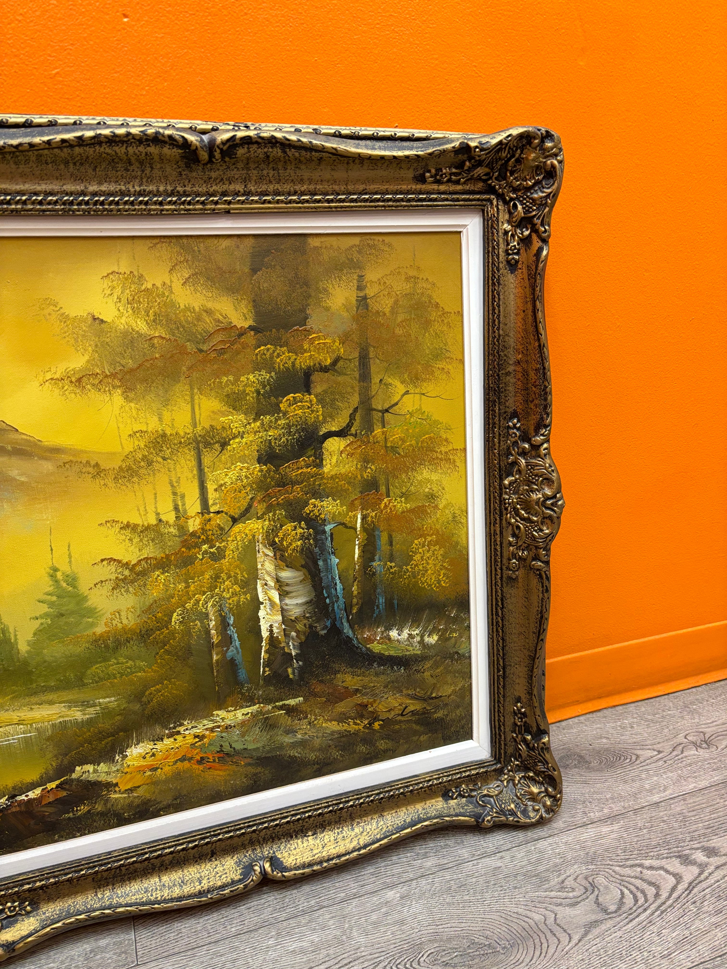 Large Gold Framed Mountain Painting