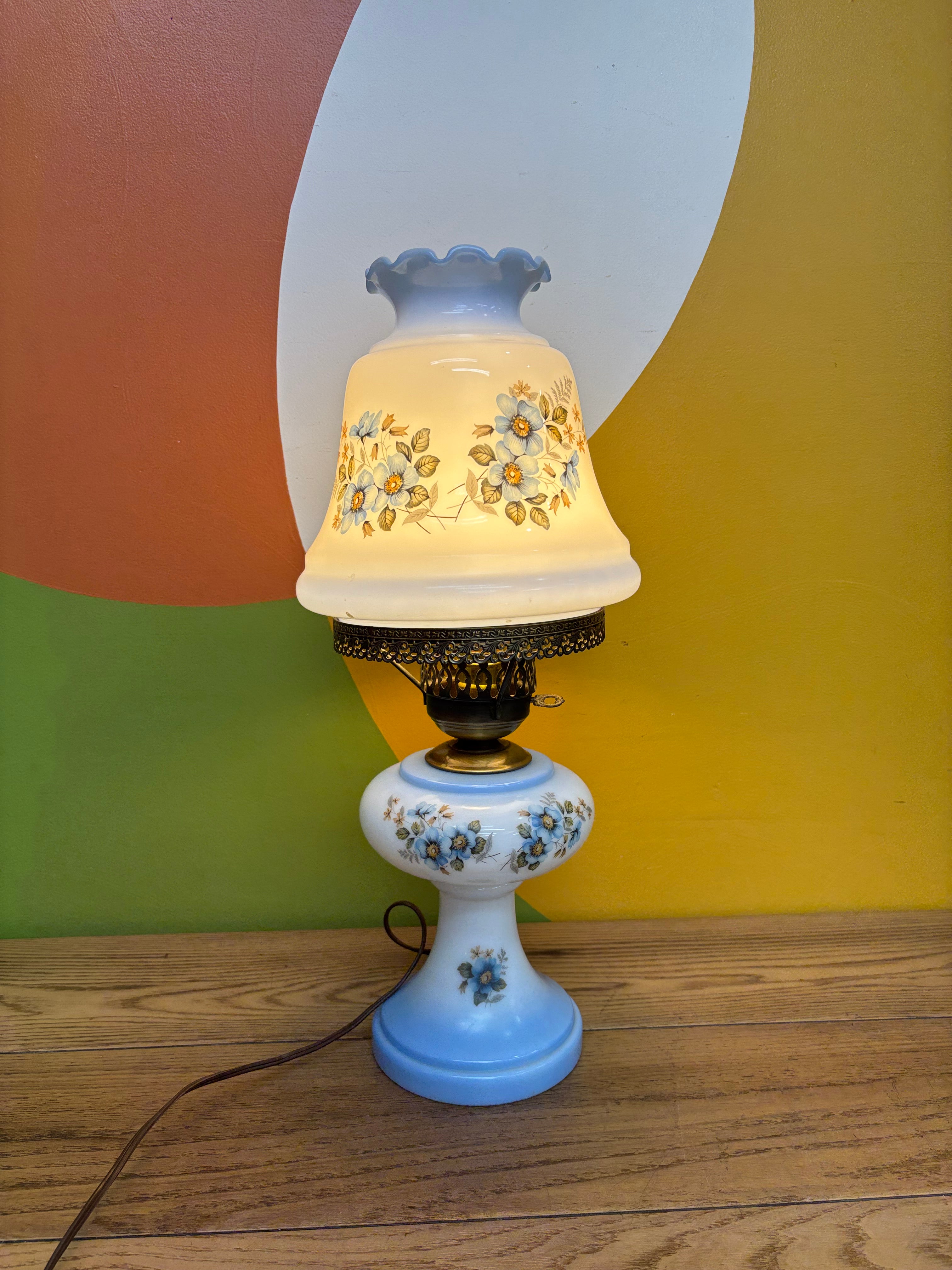 Blue Hurricane Lamp