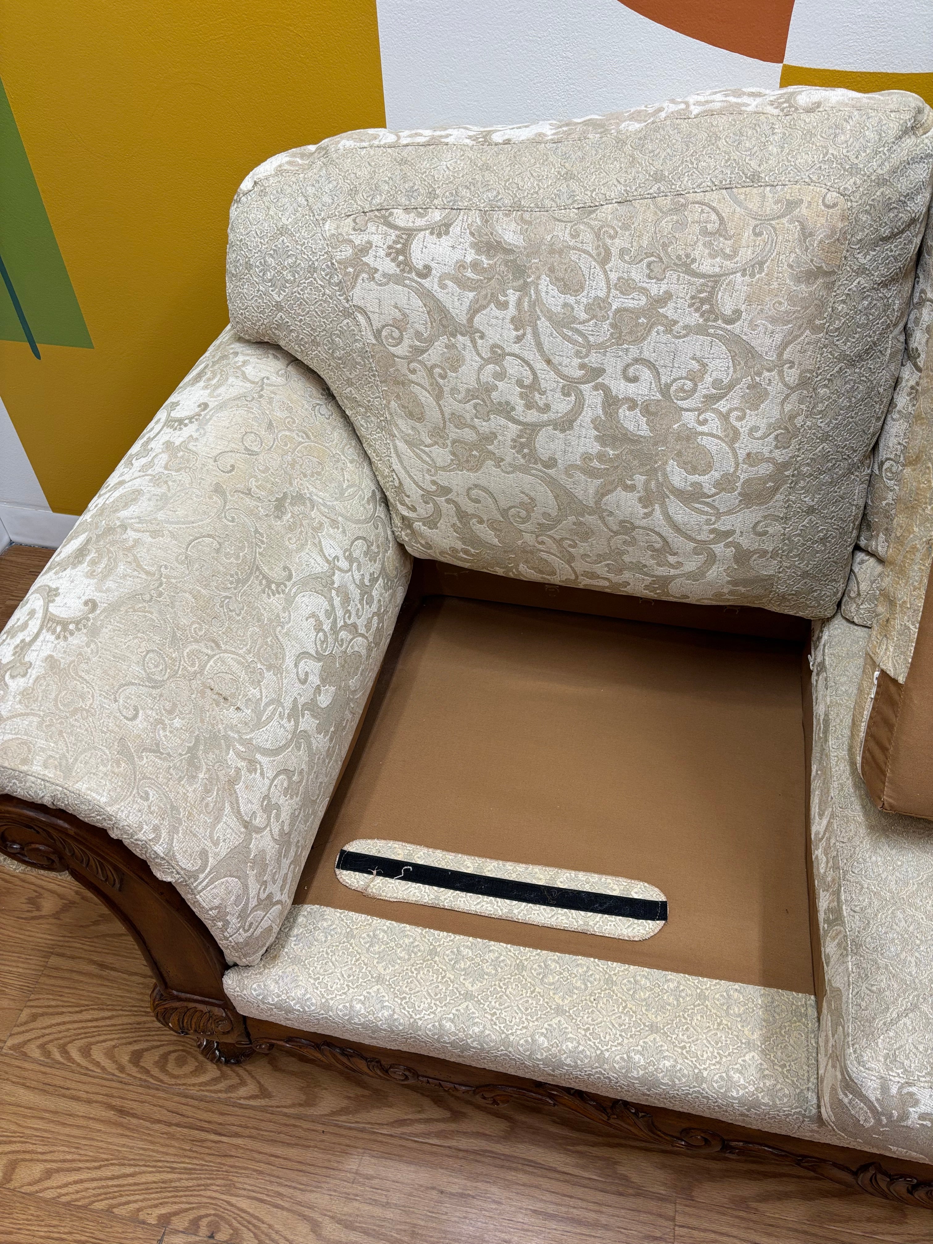 Fabric & Wood Carved Sofa