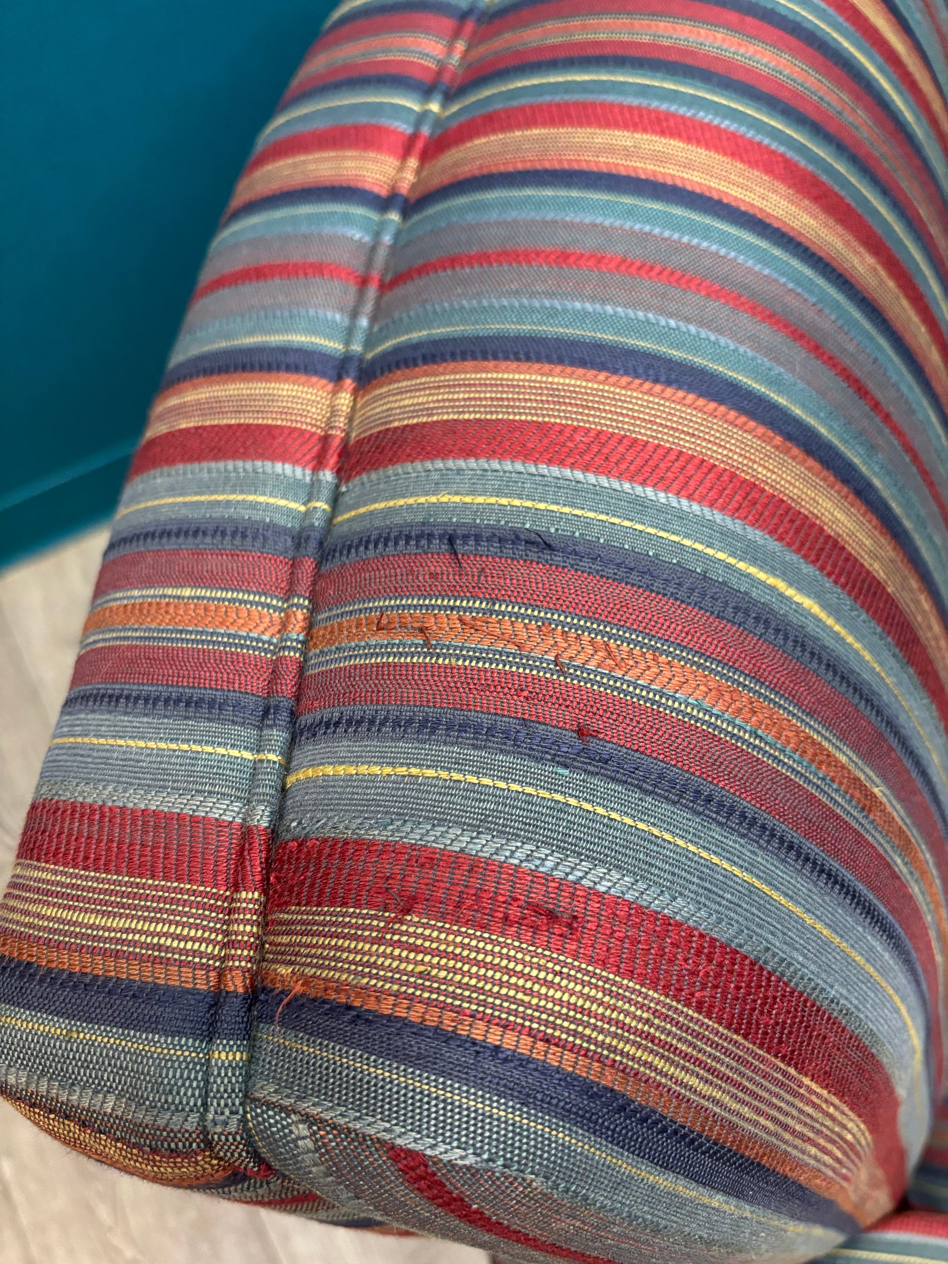 Striped Armchair with Ottoman