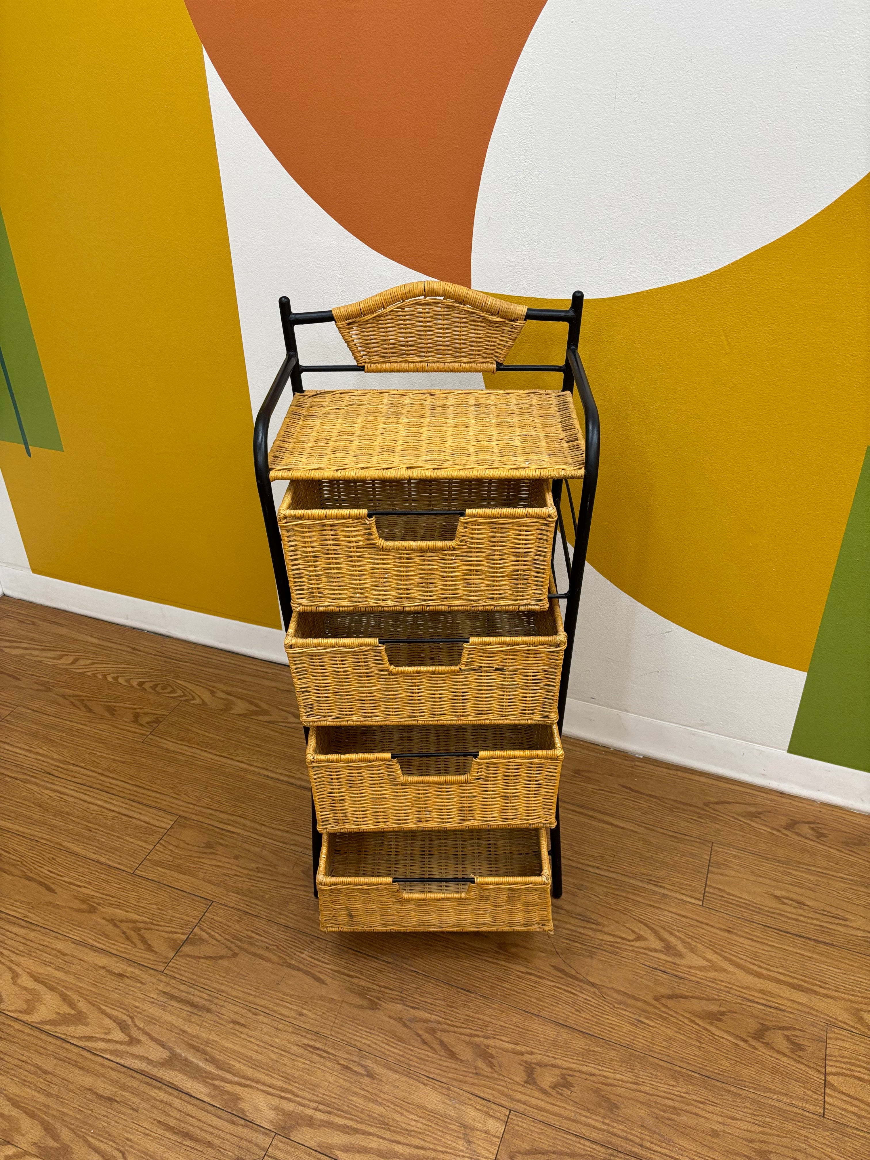 4 Drawer Wicker Storage Tower