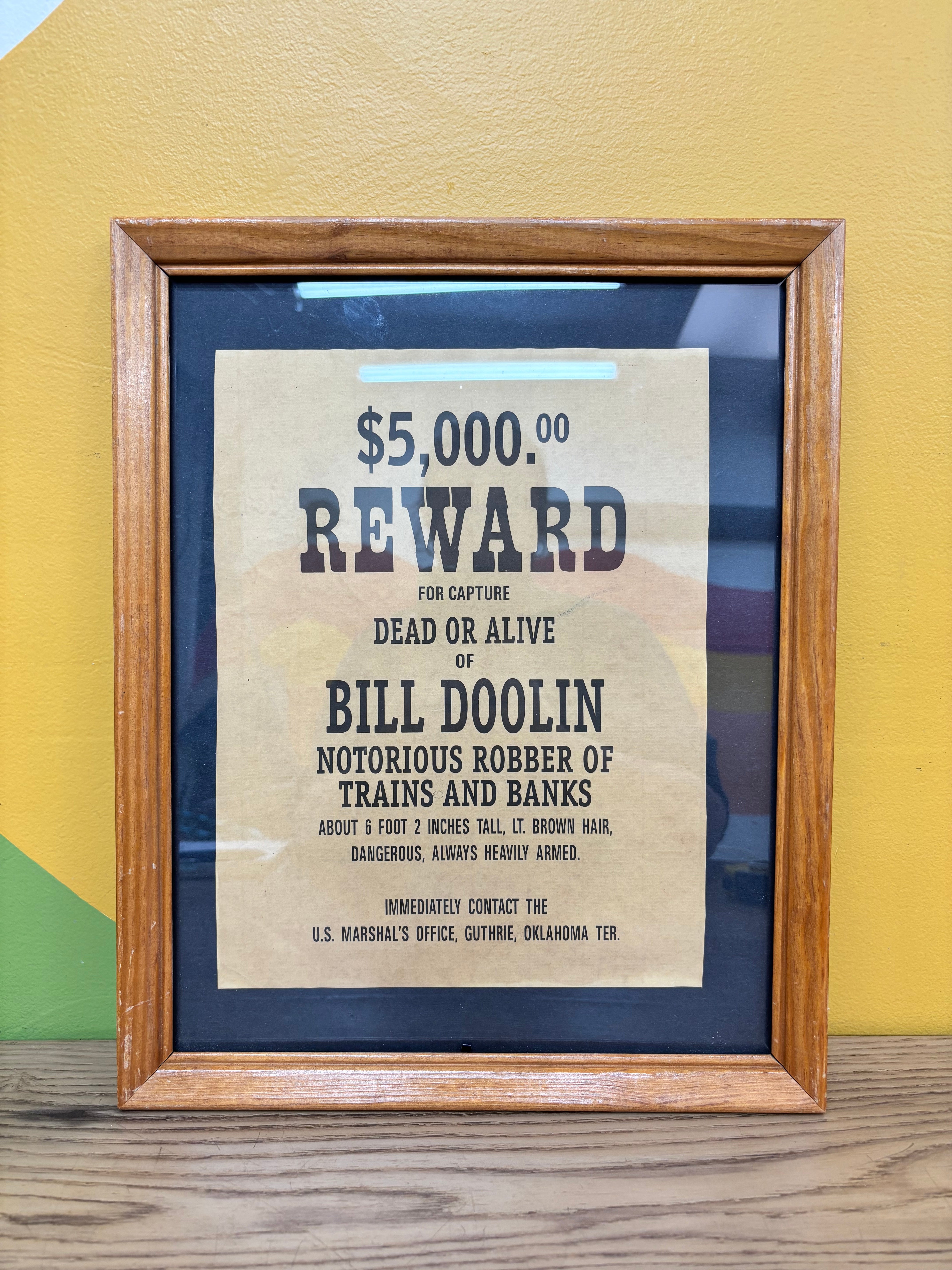 Framed Bill Doolin Wanted Poster