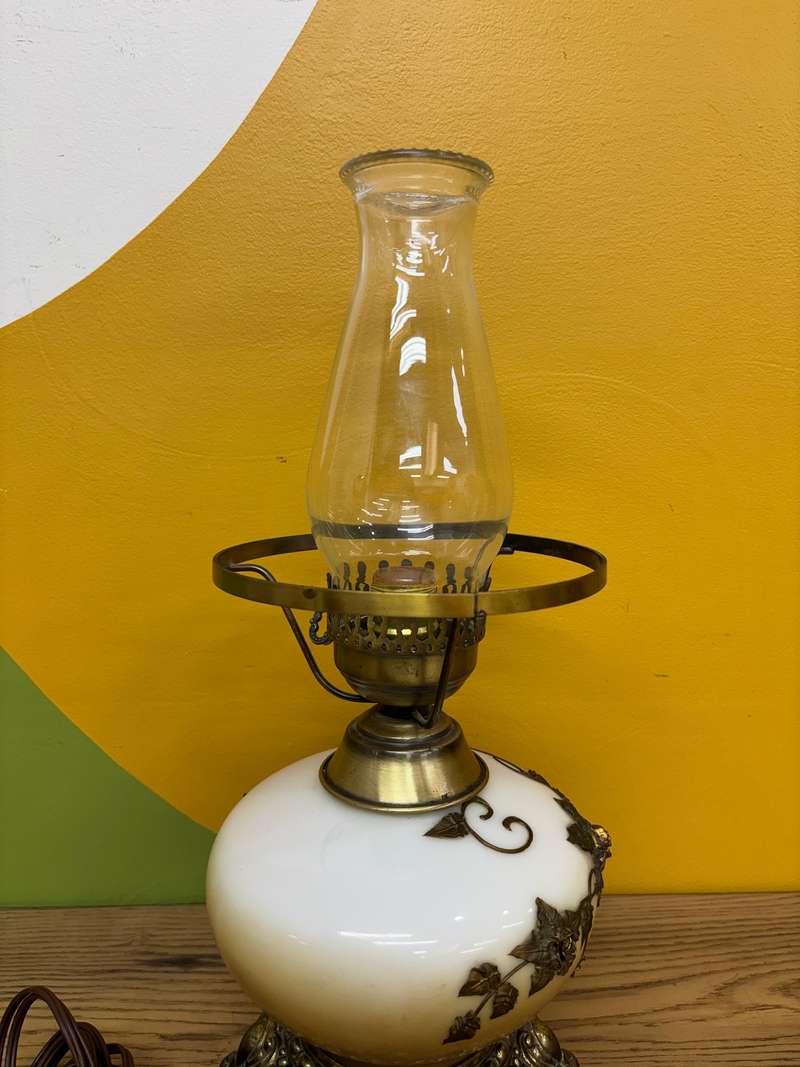 Glass Hurricane Table Lamp