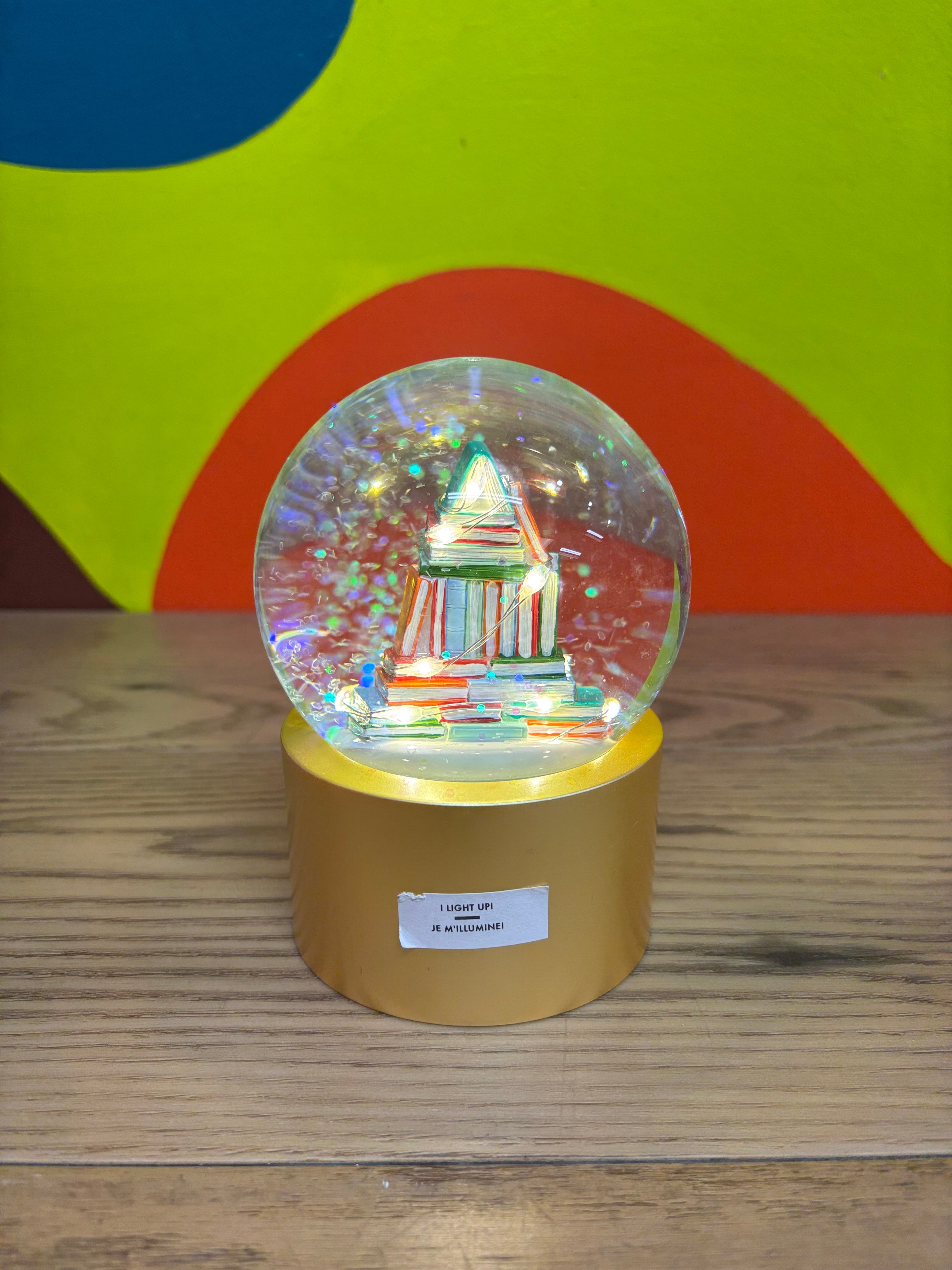 Light Up Stack of Books Snow Globe