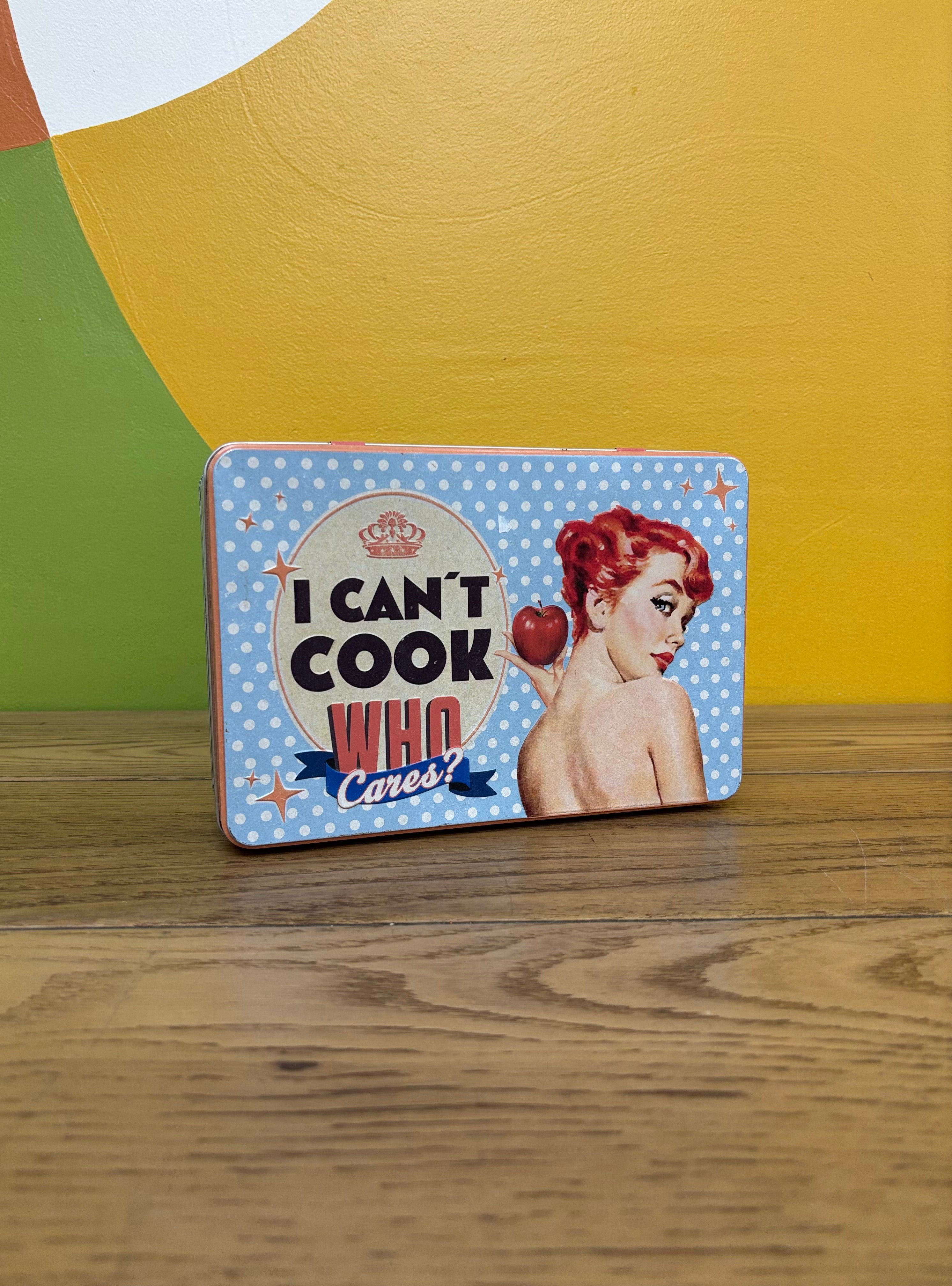"I Can't Cook Who Cares?" Tin Snack Box