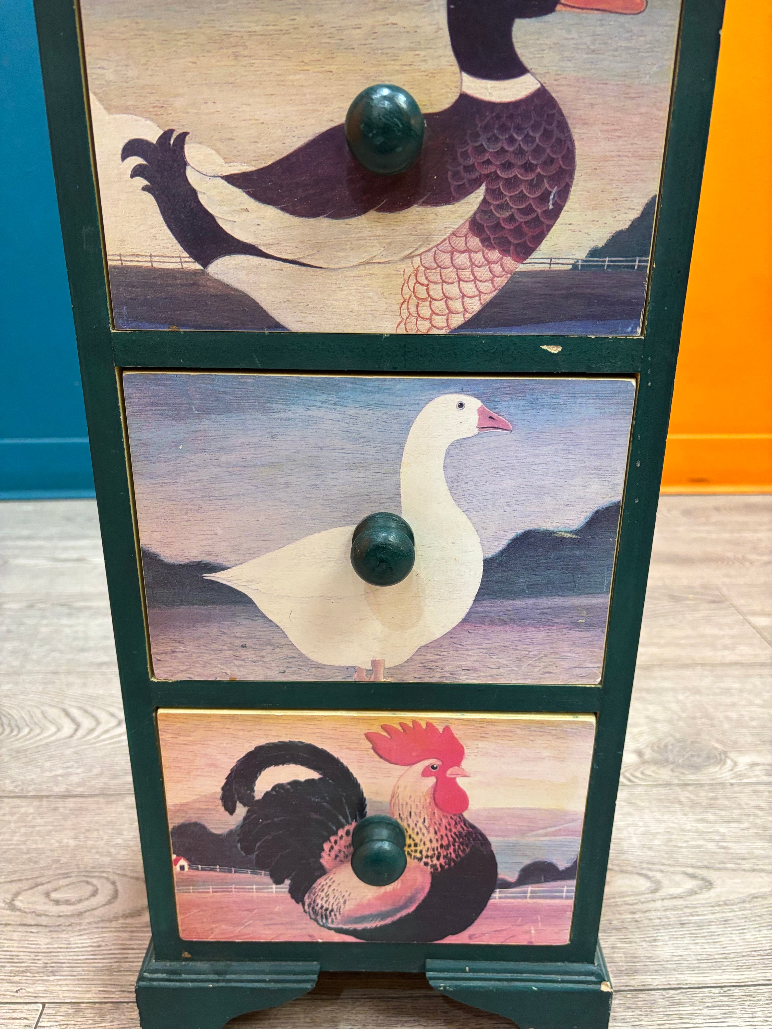 3 Drawer Bird Nightstand