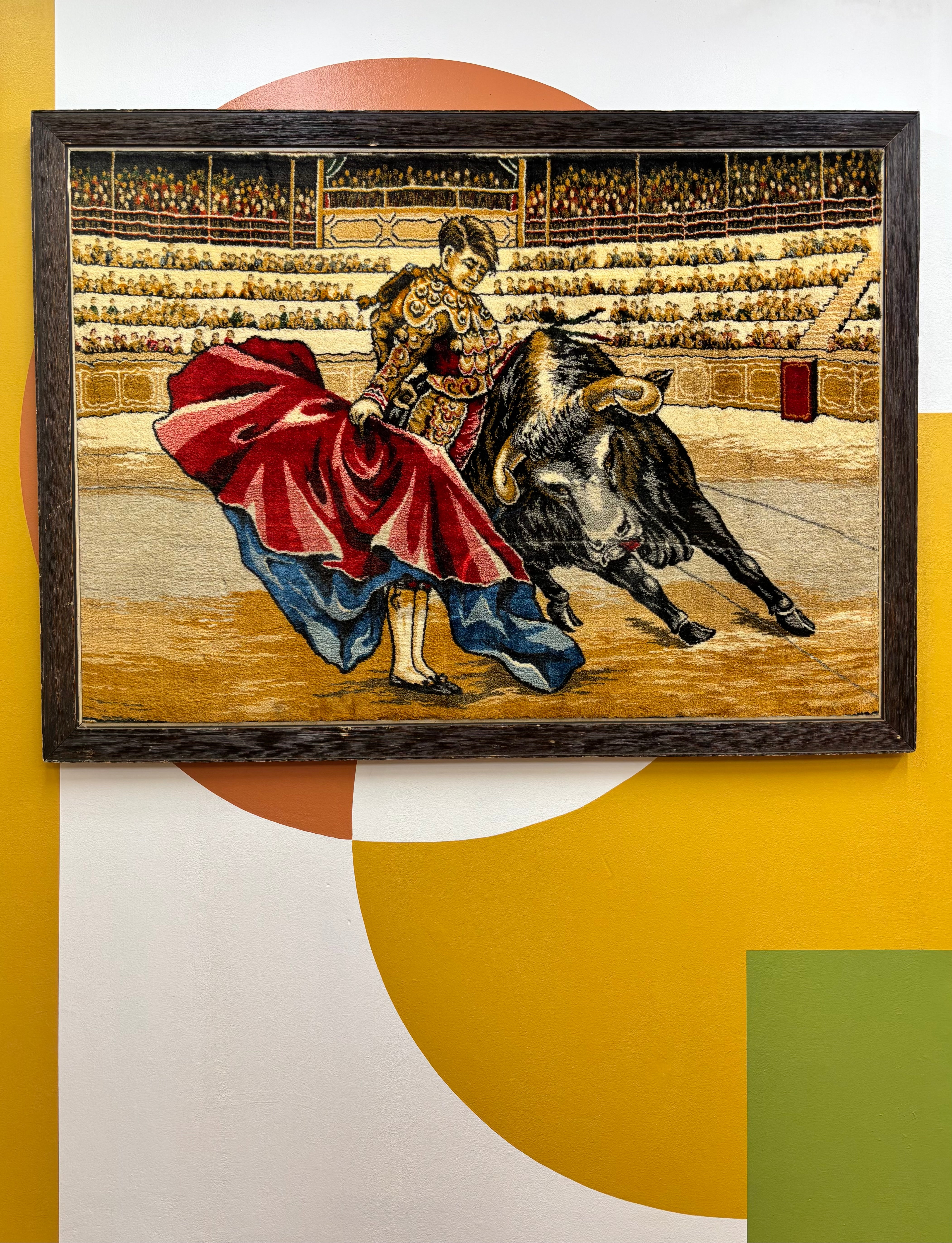 Large Framed Bull Tapestry
