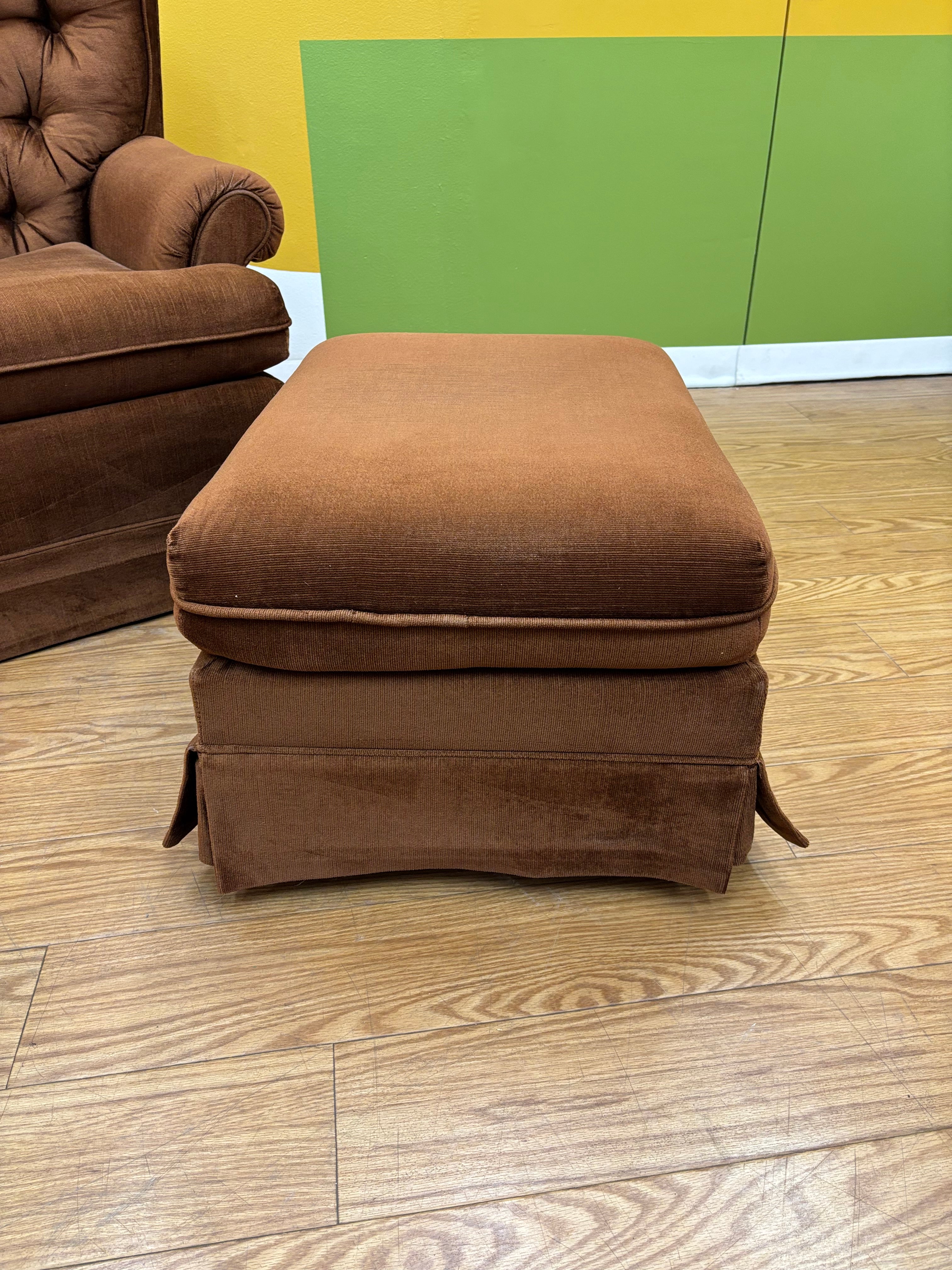 Brown Armchair & Ottoman