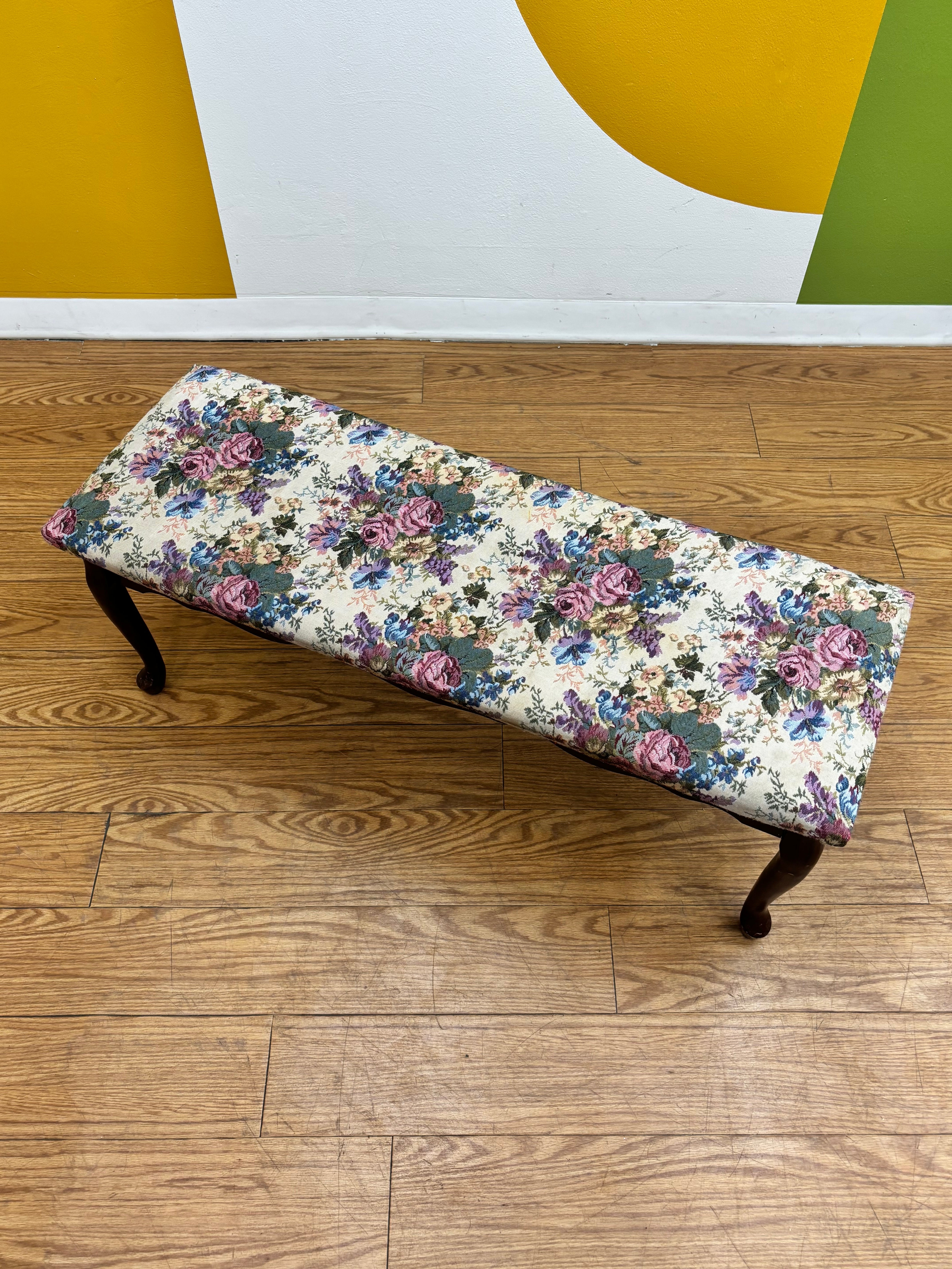 Floral Tapestry Accent Bench