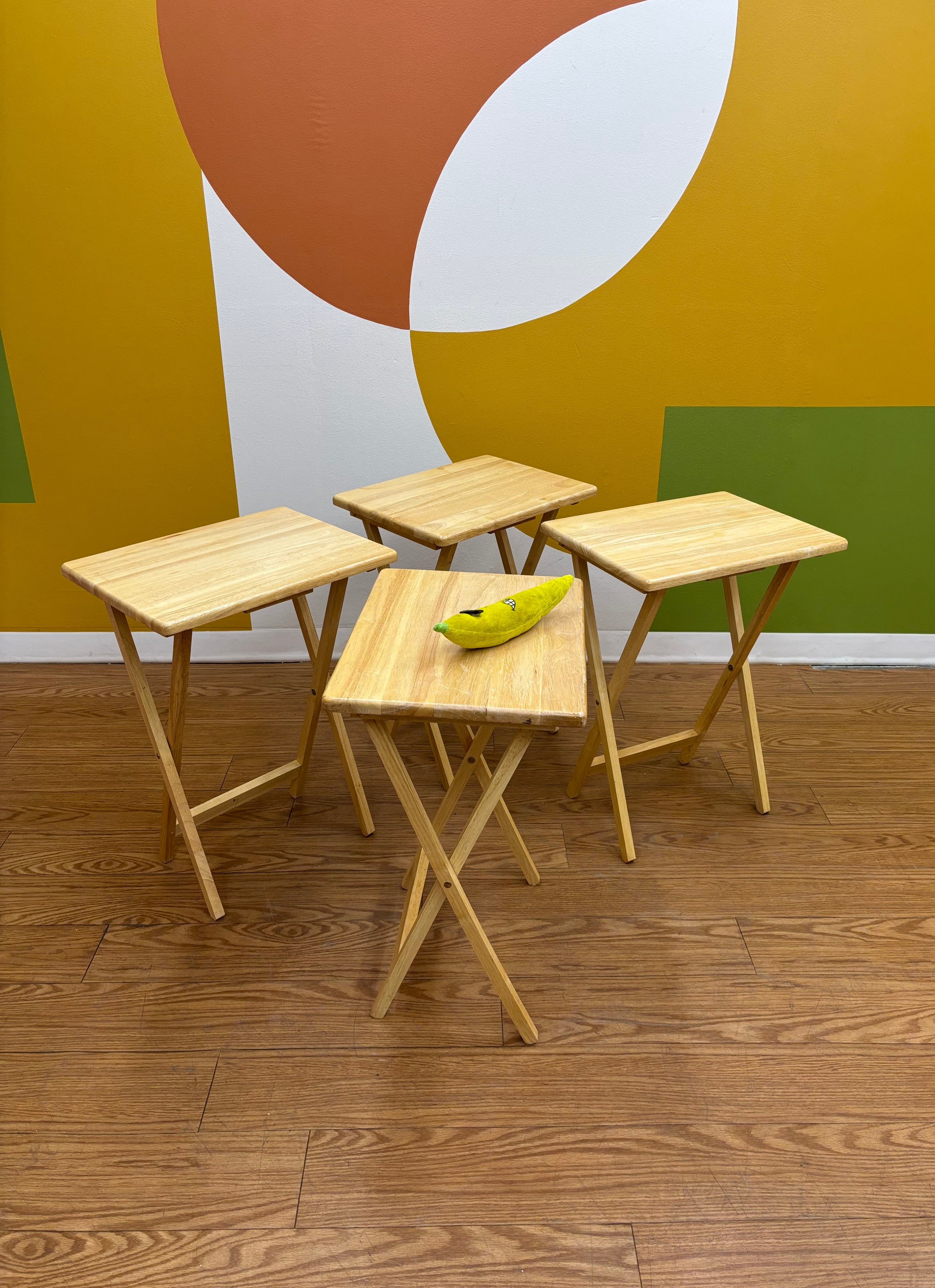 Set of 4 Wood TV Trays