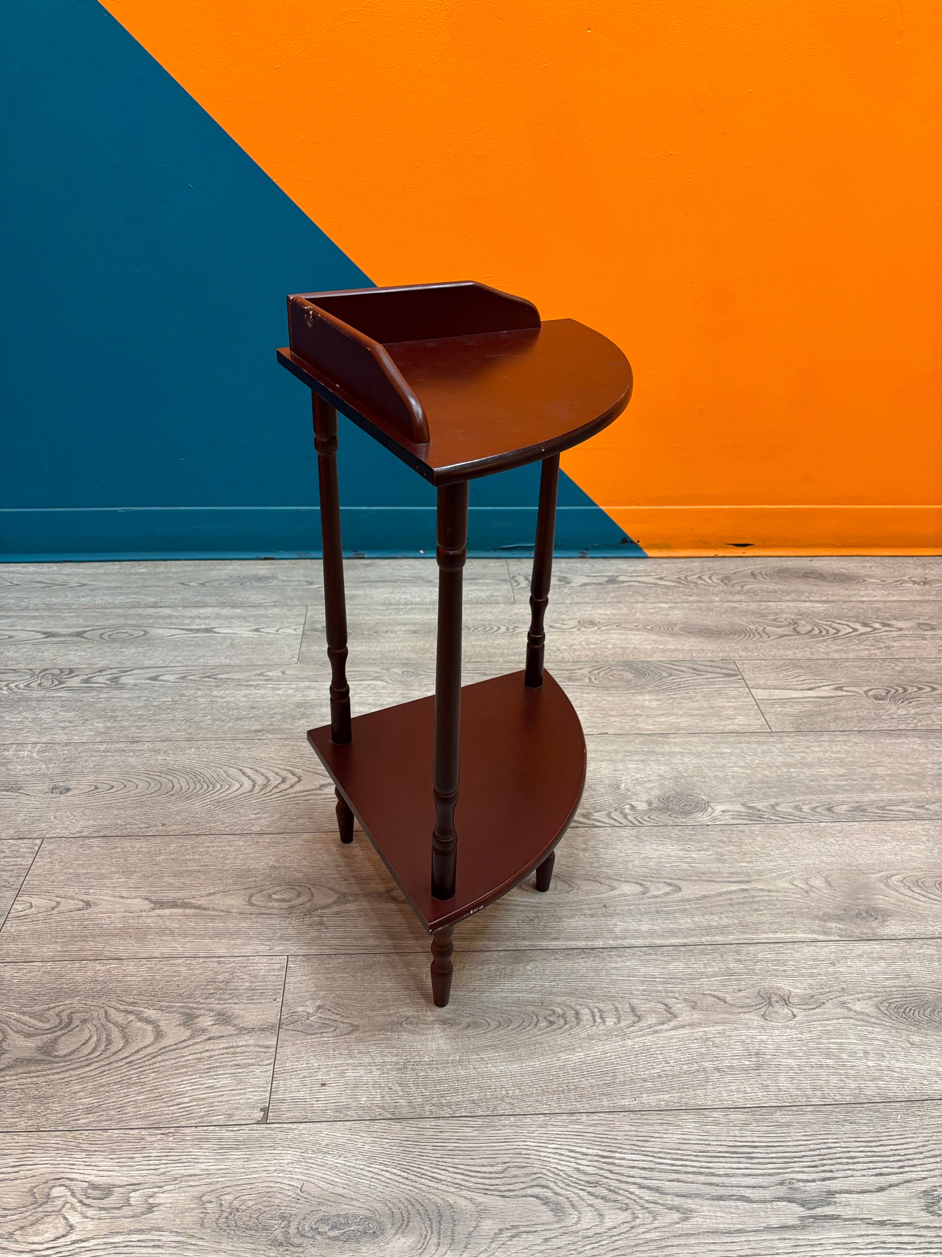 Small Wood 2 Tier Corner Shelf