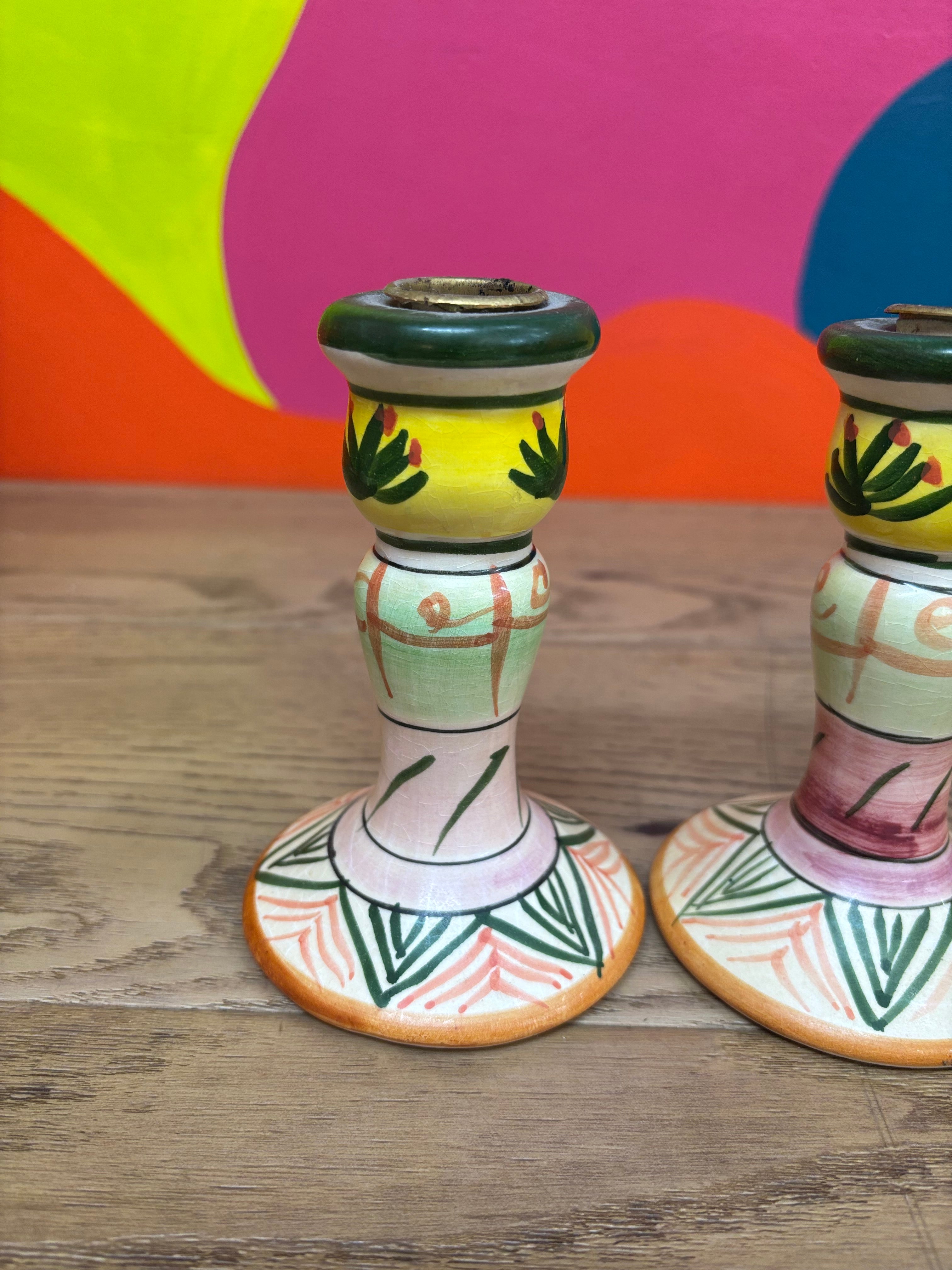 Hand Painted Candle Stick Holders