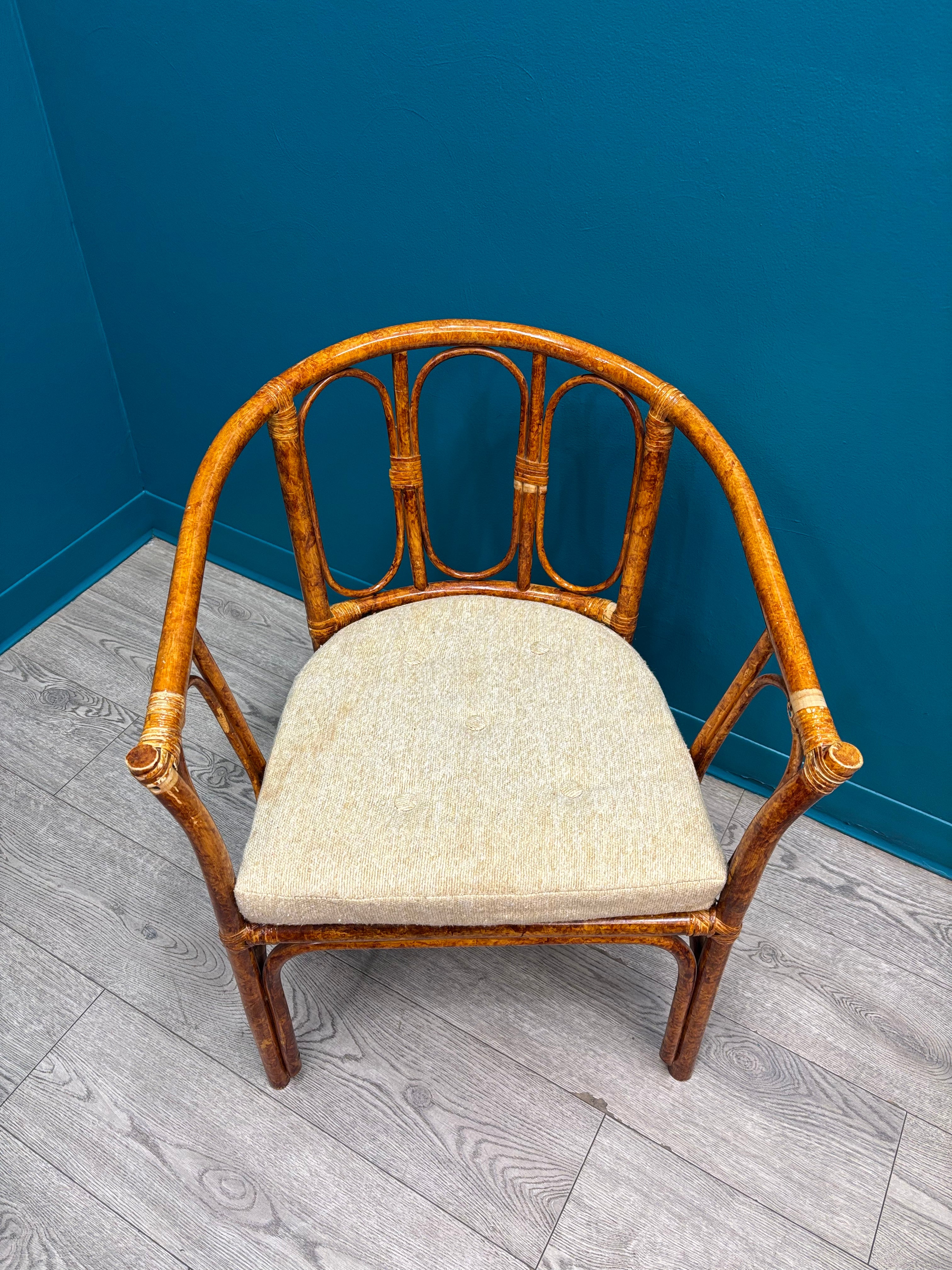 Barrel Shaped Rattan Chair