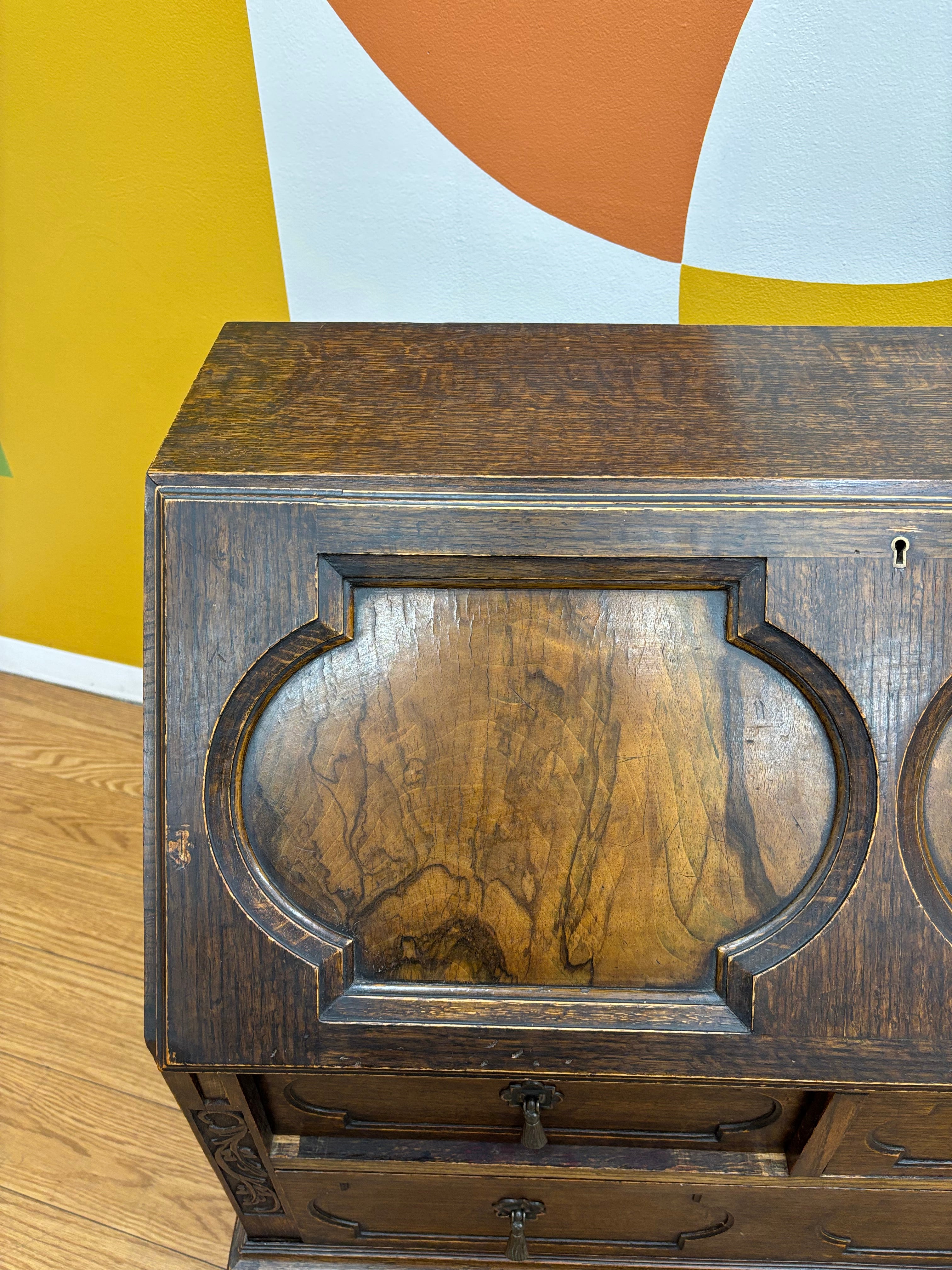 Wood Secretary Desk with Drawers