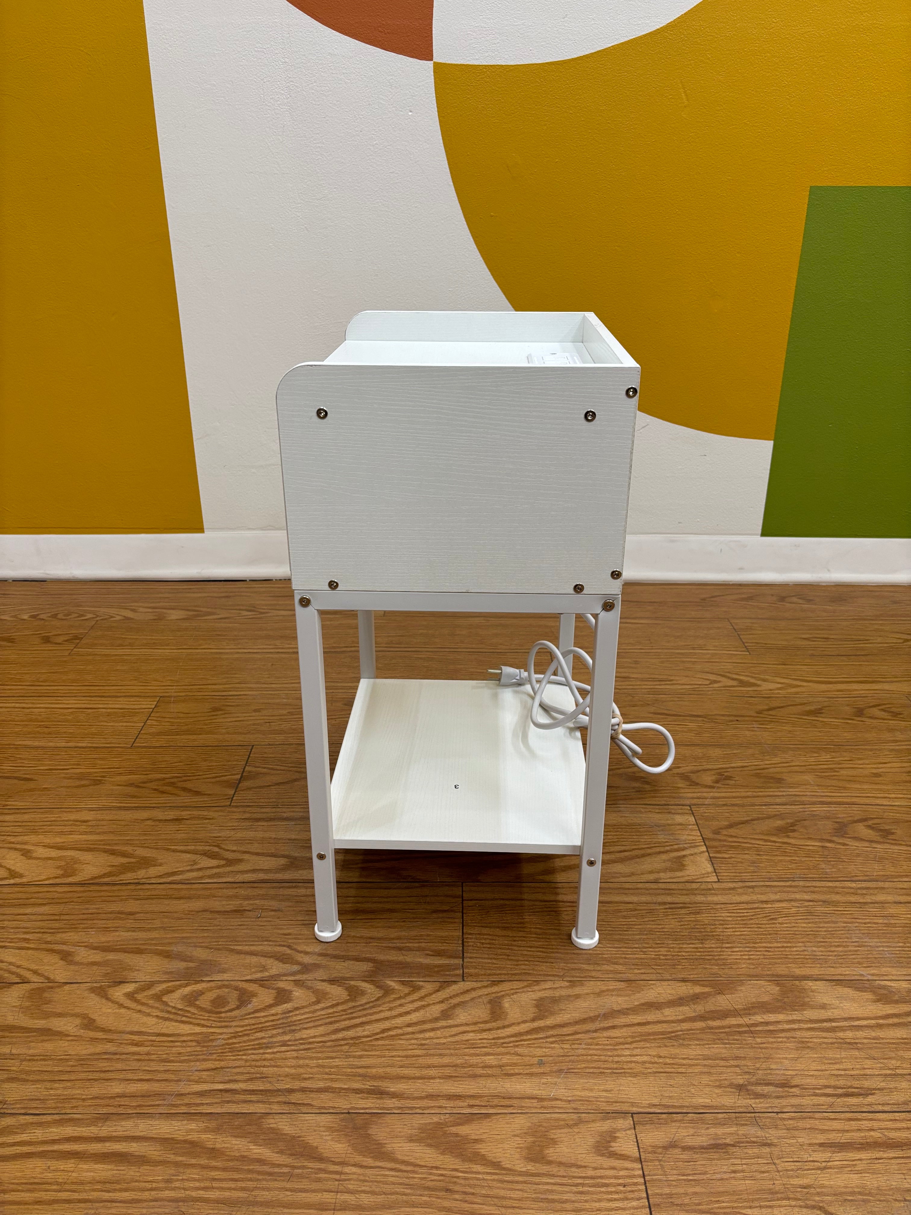 White Nightstand with Built in Charging Station