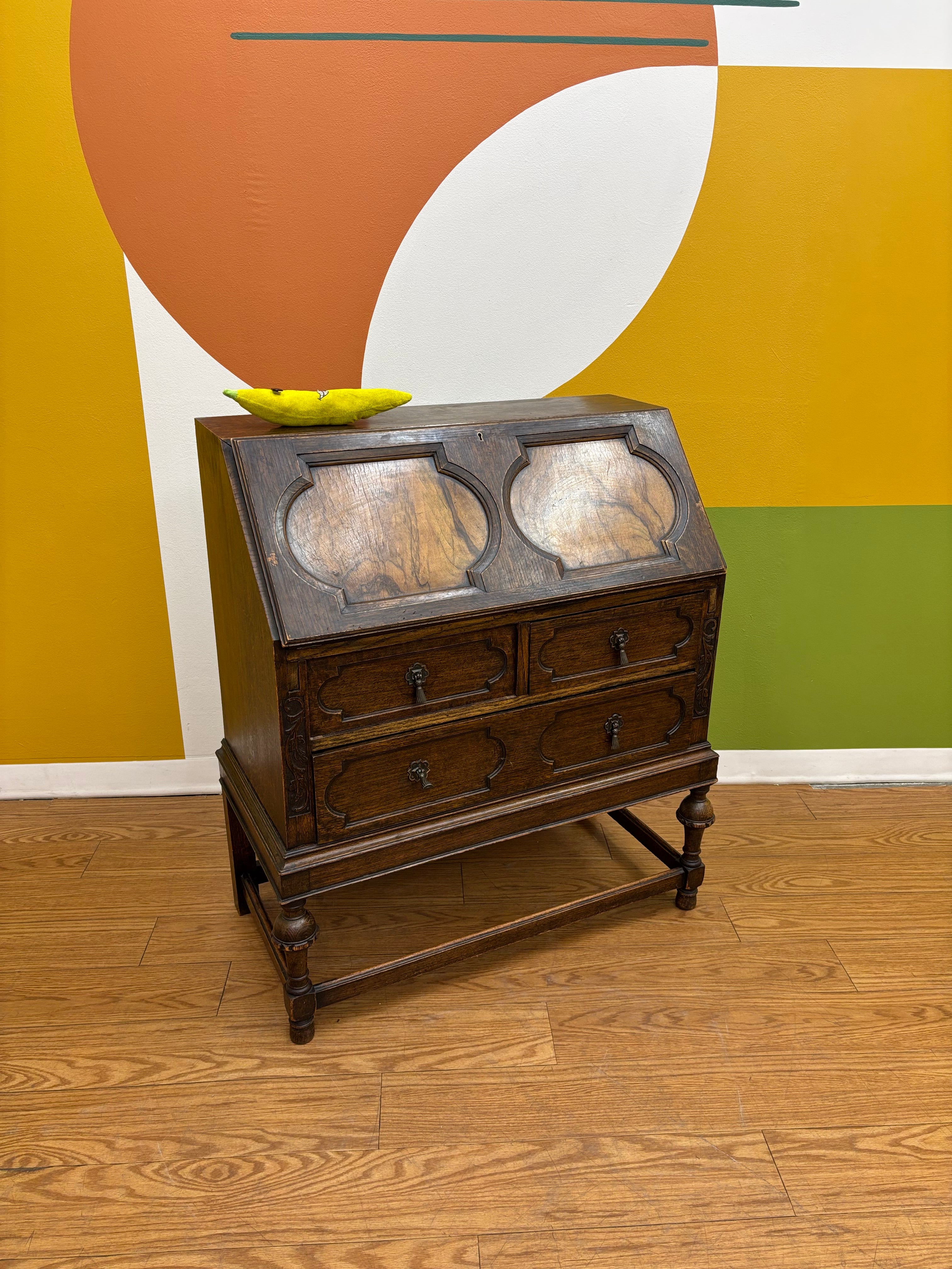 Wood Secretary Desk with Drawers